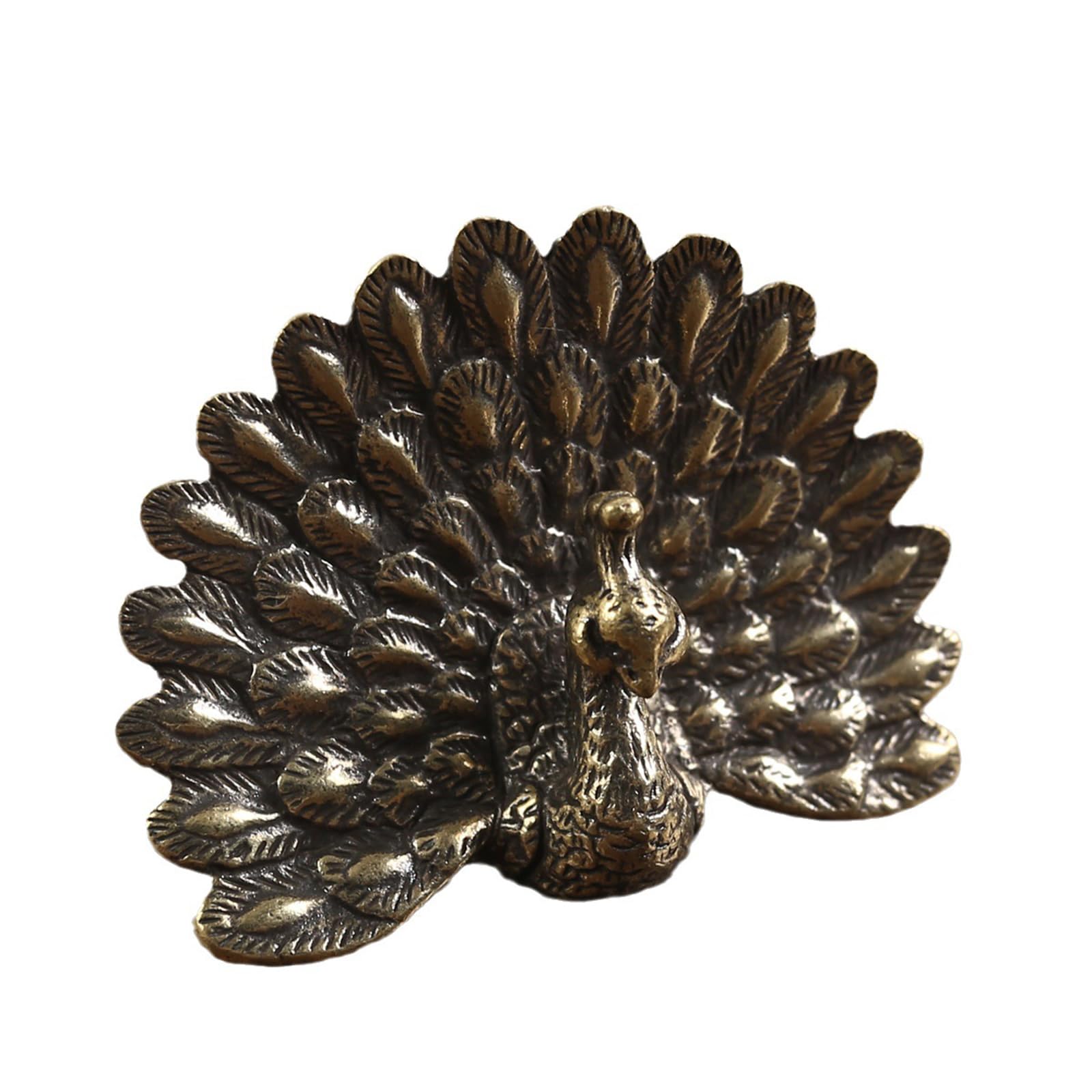 Lerpwige Peacocks Decors Figurines Brass Animal Statue Peacocks Decorative Objects For Living Room Bookshelf Side Table Decorations Table Ornament