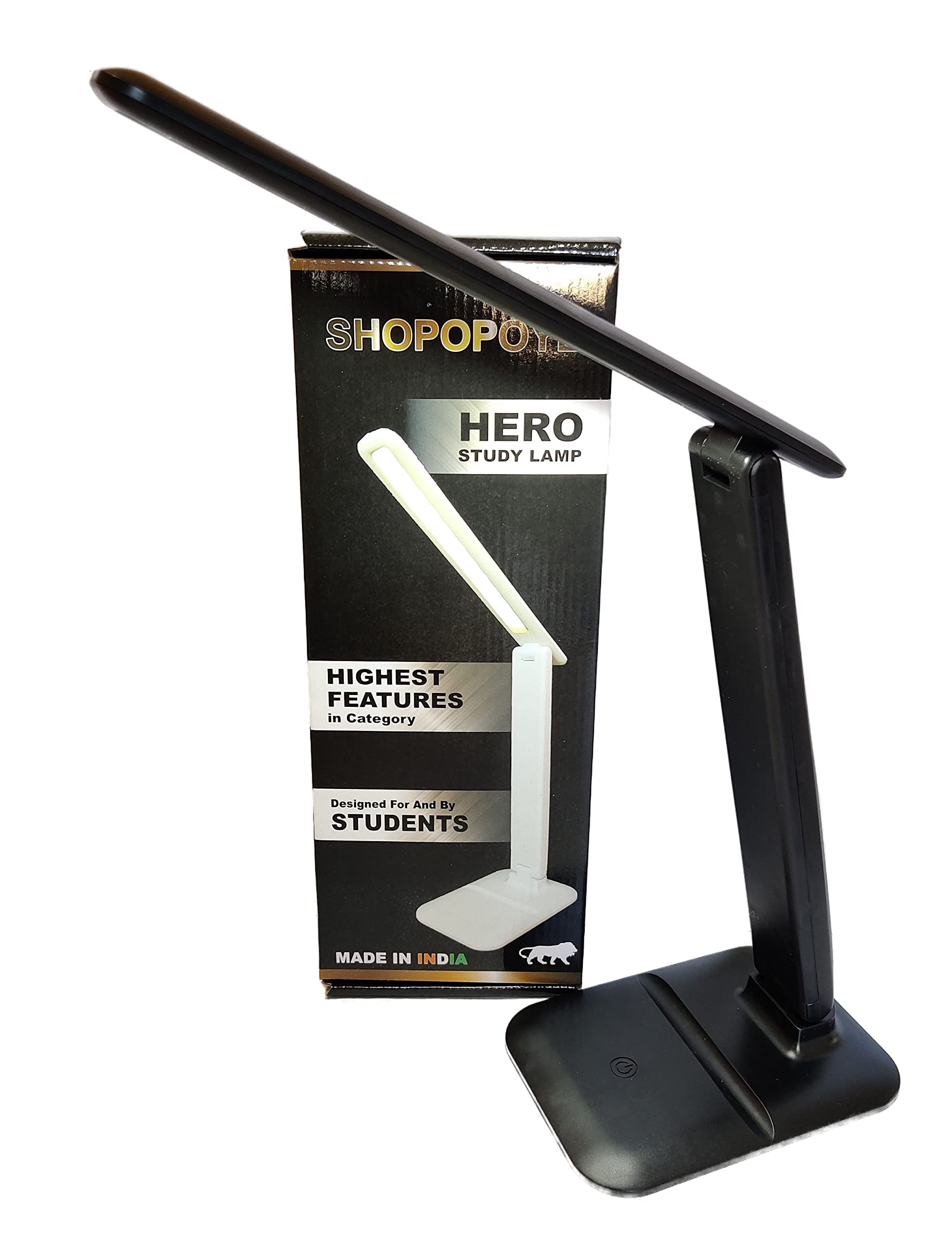 SHOPOPOYE Study lamp for Students - Study table lamps for Study room- Table lamp for Study Led light, Rechargeable Table Lamp - 7W, 3 modes, Warm light, ABS Plastic- Night Reading(1 Yr Warranty ) (001)