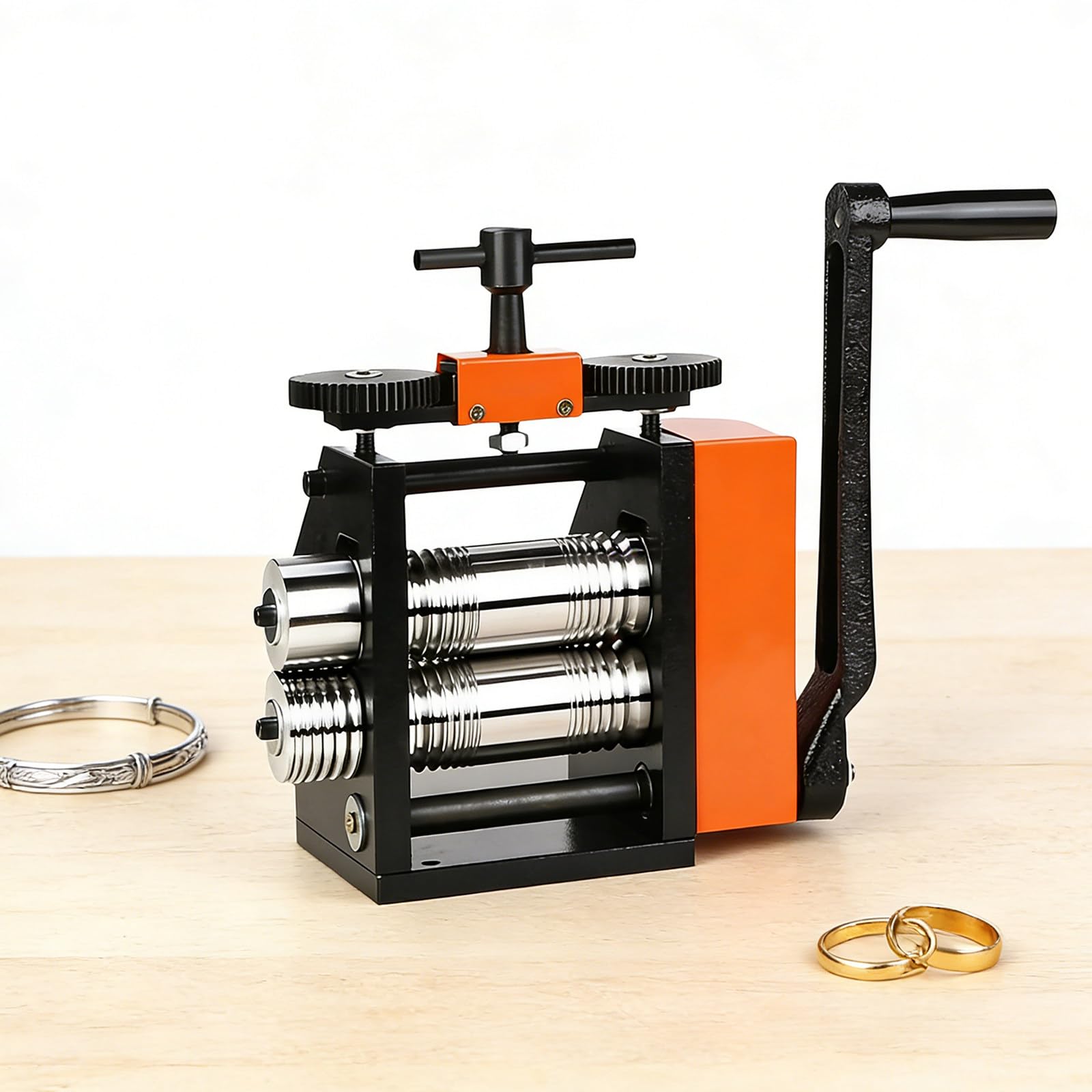 ZHJOPP Jewelry Rolling Mill Machine, Flat Metal Sheet Roller Tool, 40mm Inner Shaft for Rolling Gold, Silver, Brass, Copper into Square