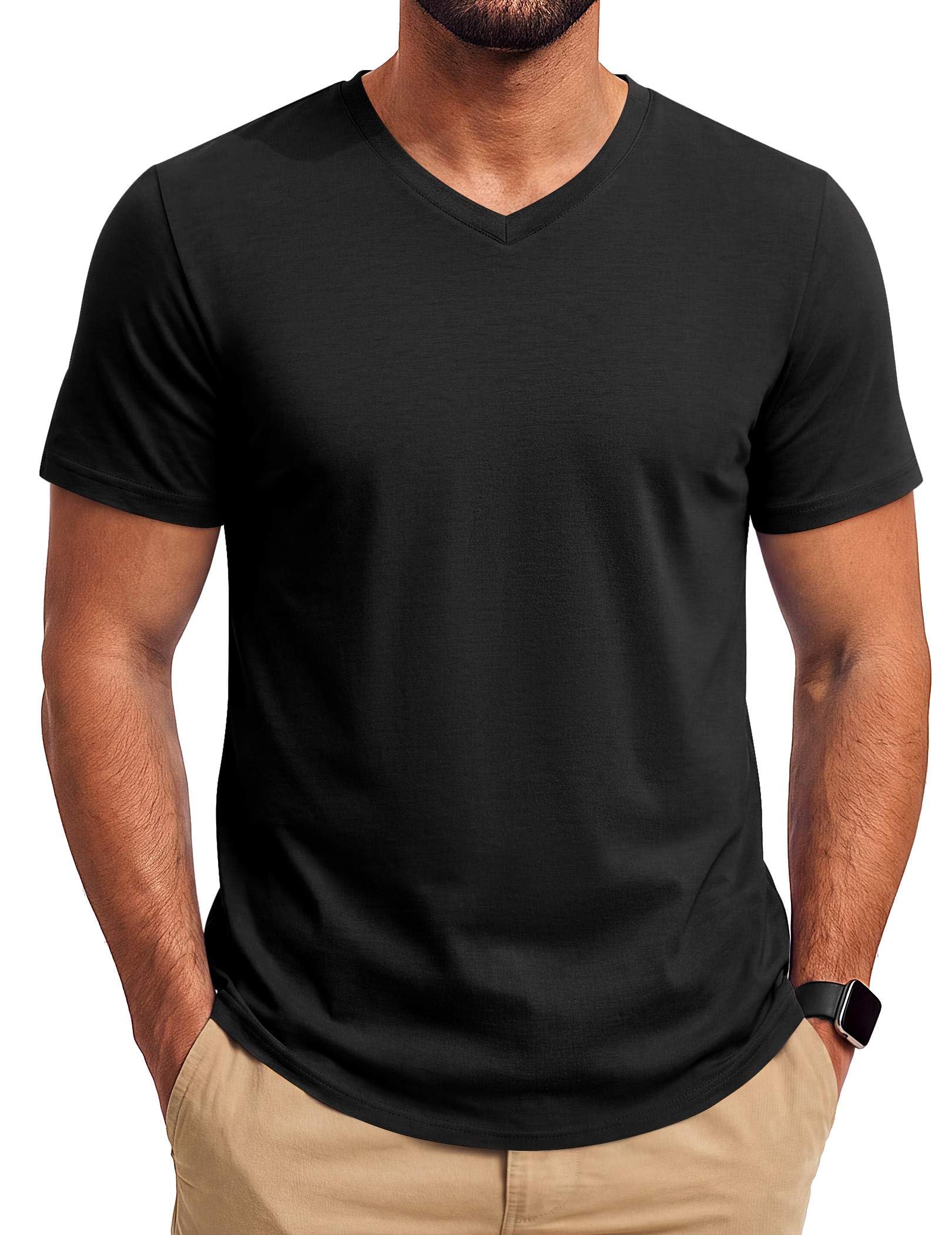 COOFANDY Mens T Shirts Short Sleeve V Neck T-Shirt Casual Plain Basic Tee
