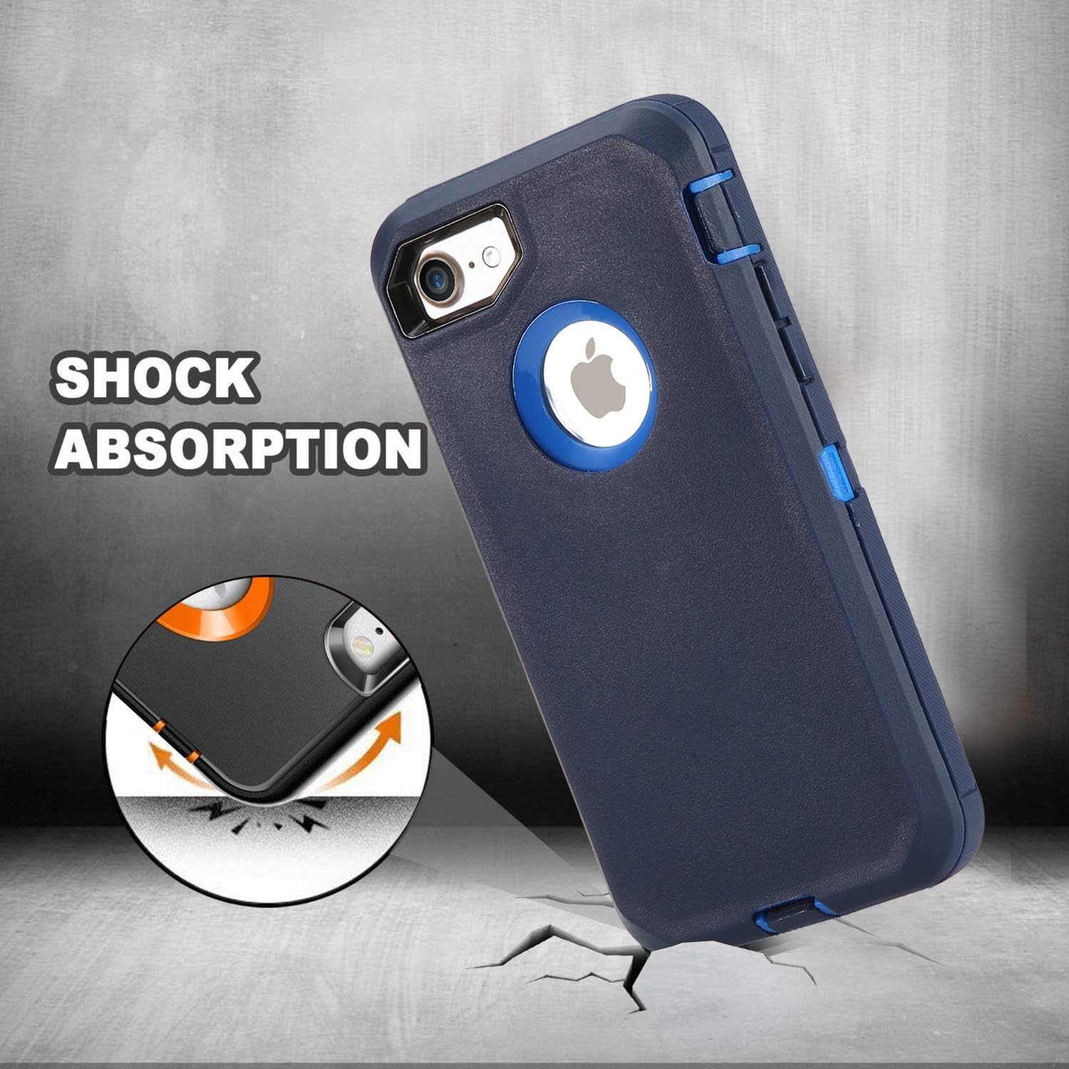 Case for iPhone 6S / iPhone 6,[Heavy Duty] Built-in Screen Protector Tough 3 in 1 Rugged Shorkproof Cover for Apple iPhone 6 / iPhone 6S (Navy)