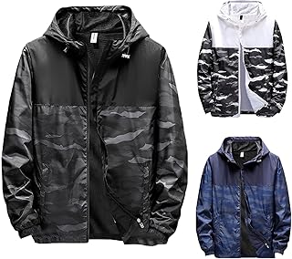 Duohropke Rain Jacket Breathable Men's Windproof Jacket Large Sizes Hiking Raincoat Lightweight Softshell Jacket Hardshell Jacket Wind Jacket Leisure Jacket