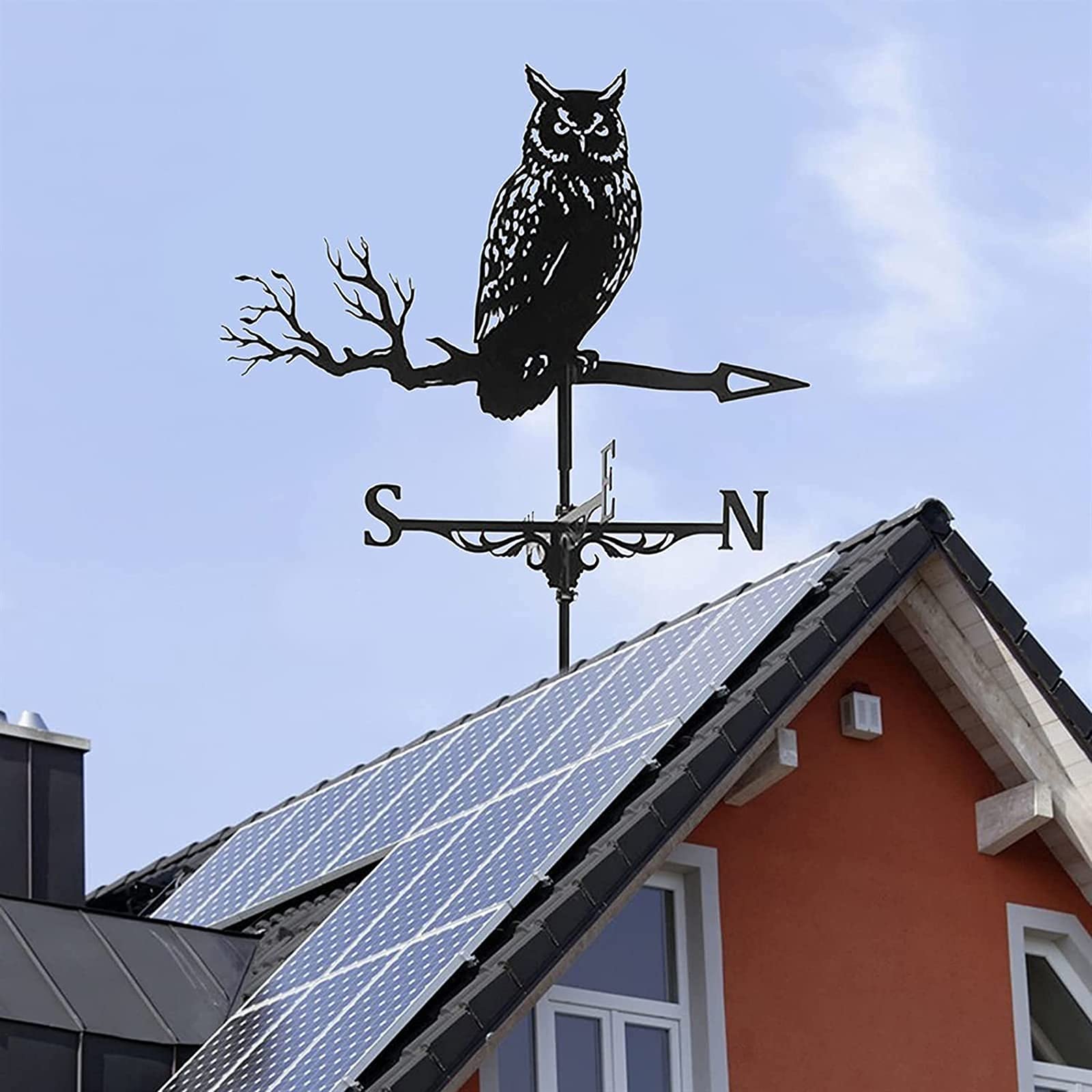 Metalowa wiatrowskaz z ozdobą sowy, wskaźnik wiatru z rzeźbami zwierząt, dekoracja domu, palik ogrodowy, wiatrowskaz pogodowy, profesjonalne narzędzie pomiarowe, uchwyt na dach ogrodowy, łatwy