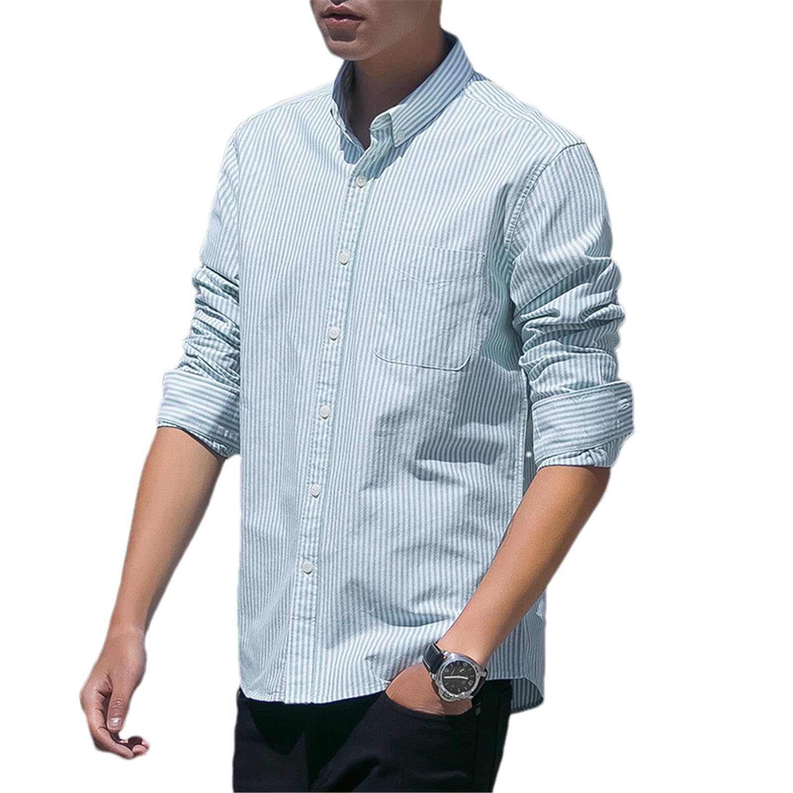 Camicia invernale da uomo, foderata in pile, a maniche lunghe, tinta unita, per il tempo libero, con tasca
