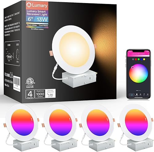 Lumary smart recessed lighting 6 inch RGBWW WiFi 4-pack