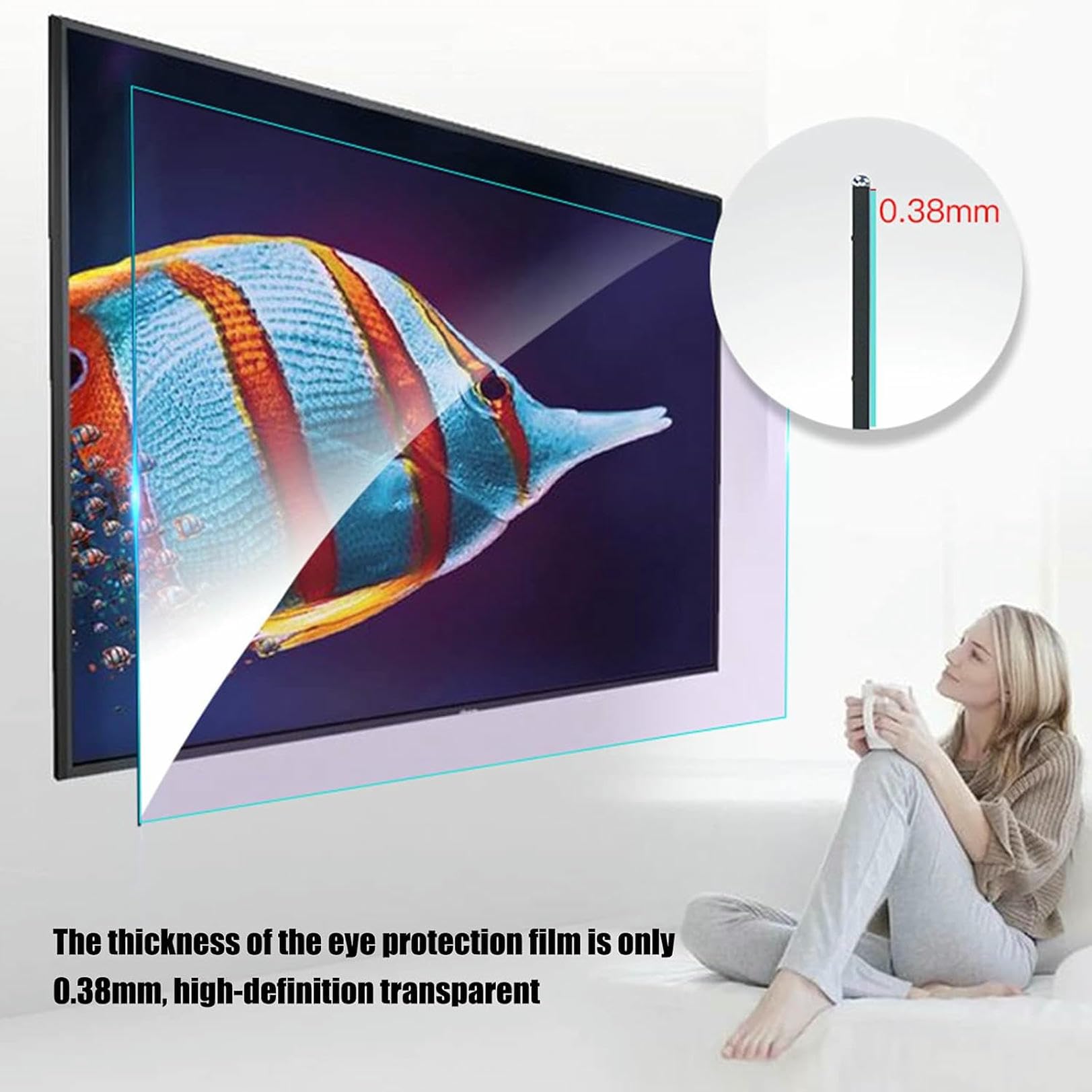 Pellicola Salvaschermo Anti Luce Blu per Smart TV 4K da 32-75 Pollici, Pellicola Protettiva Opaca Antiriflesso per Display LCD, velocità Antiriflesso Fino A 90