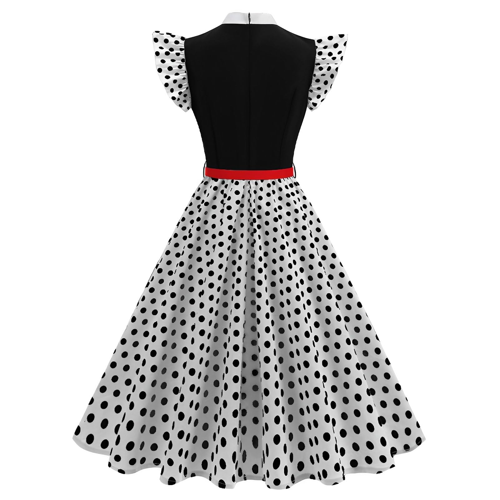 ODIZLI Robe rétro années 1950 pour femme - Manches flottantes - Nœud - Robe midi avec ceinture - Robe de cocktail