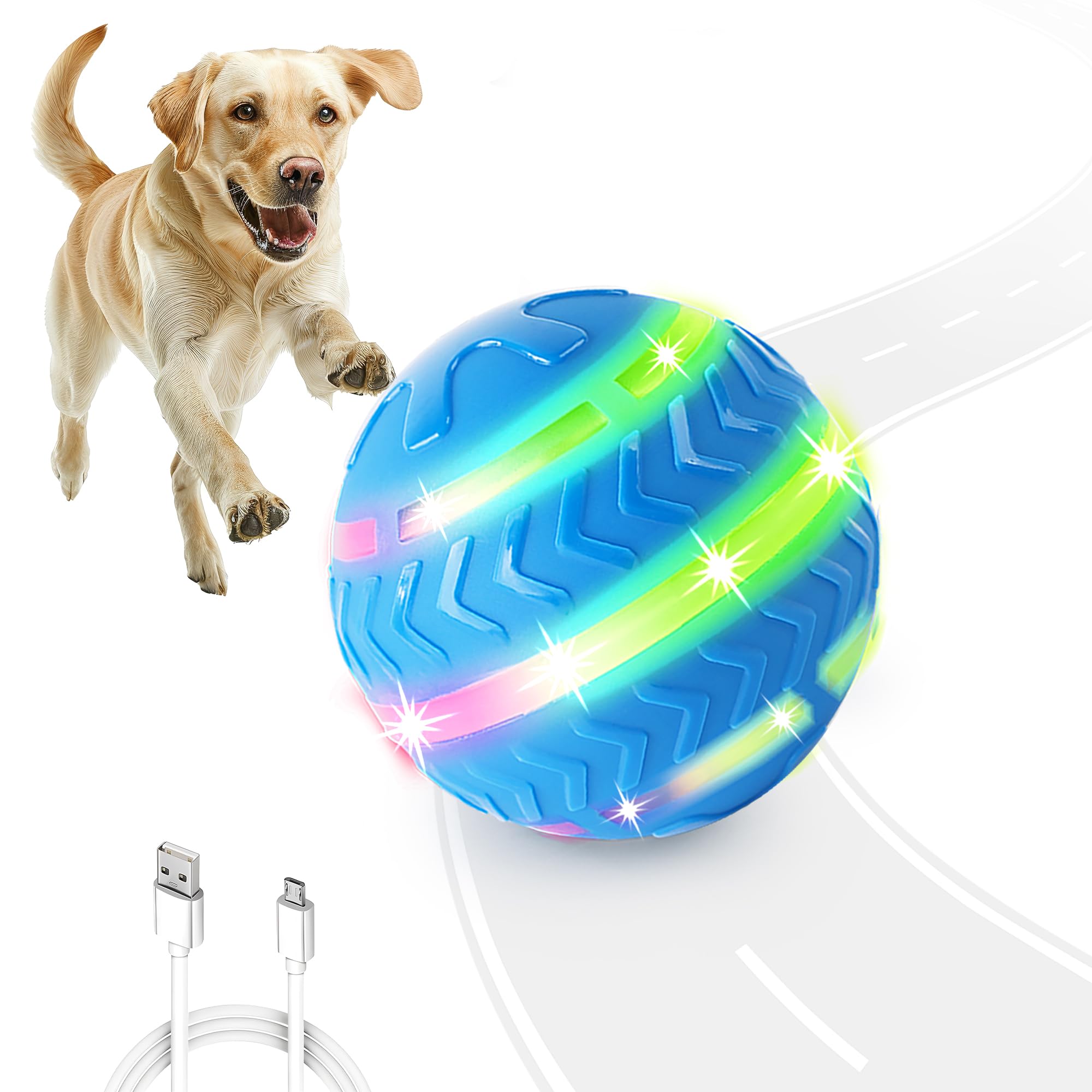 ALL FOR PAWS Interactive LED Dog Ball for Boredom Motion Activated Moving Dog Balls Toy Lights Up for Day/Night Play