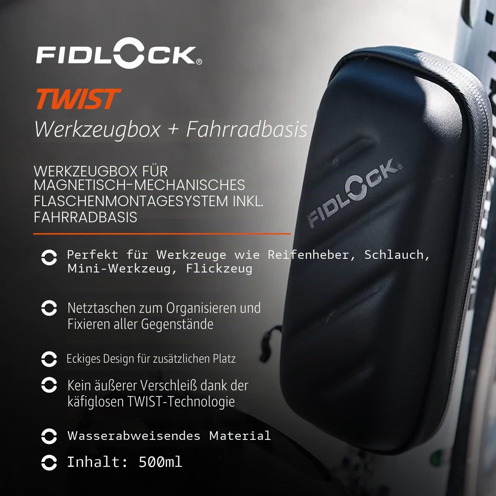 Fidlock Set di Borse und Halterung Twist Bike Base, Farbe Nero, 09635, TU EU
