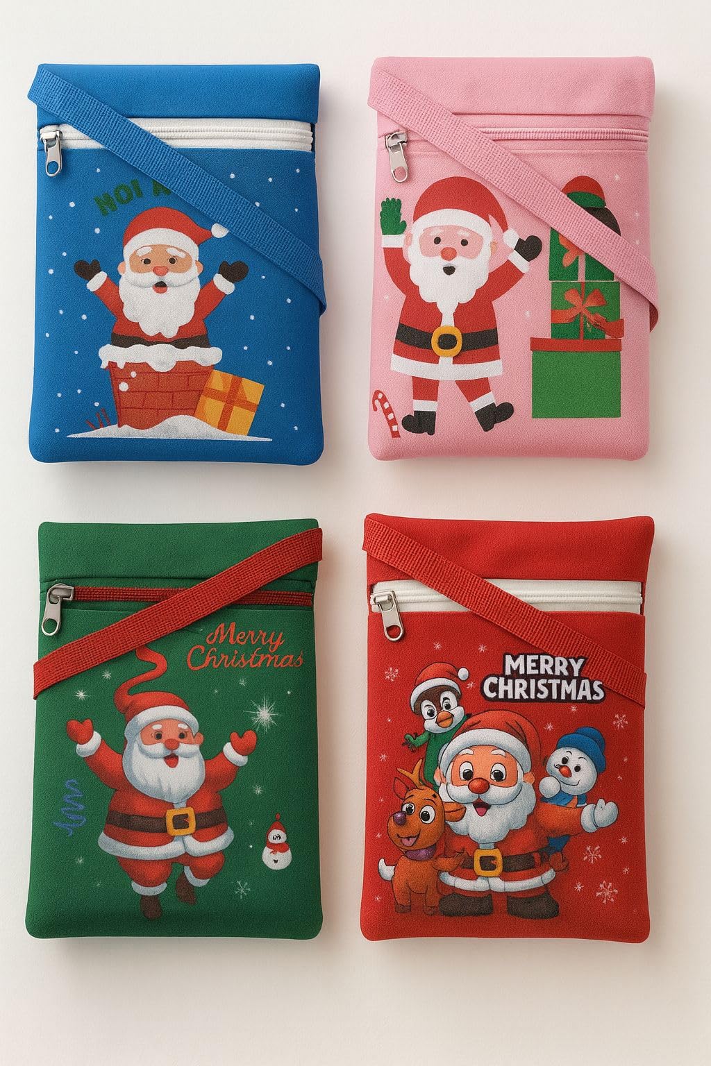 10 Pc Christmas Theme Party Return Gifts For KidsI Multipurpose Santa Sling Bag For Boys Girls, Xmas soft velvet Party Stocking Picnic shoulder Bag-image-14