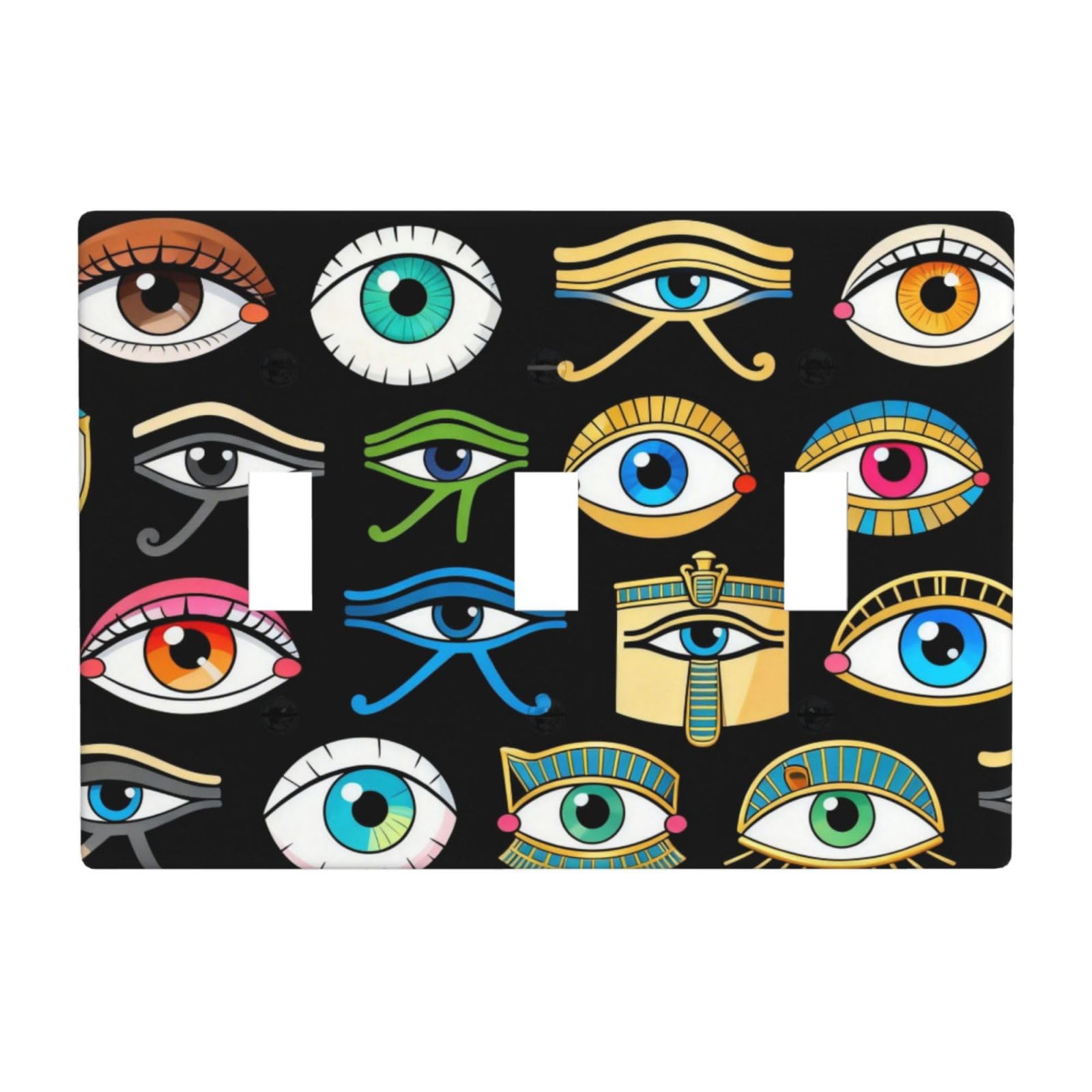 Eye Pattern 3 Gang Switch Plate Cover-Unbreakable Polycarbonate Wall Plate, Heat Resistant Toggle Switch Decor for Home
