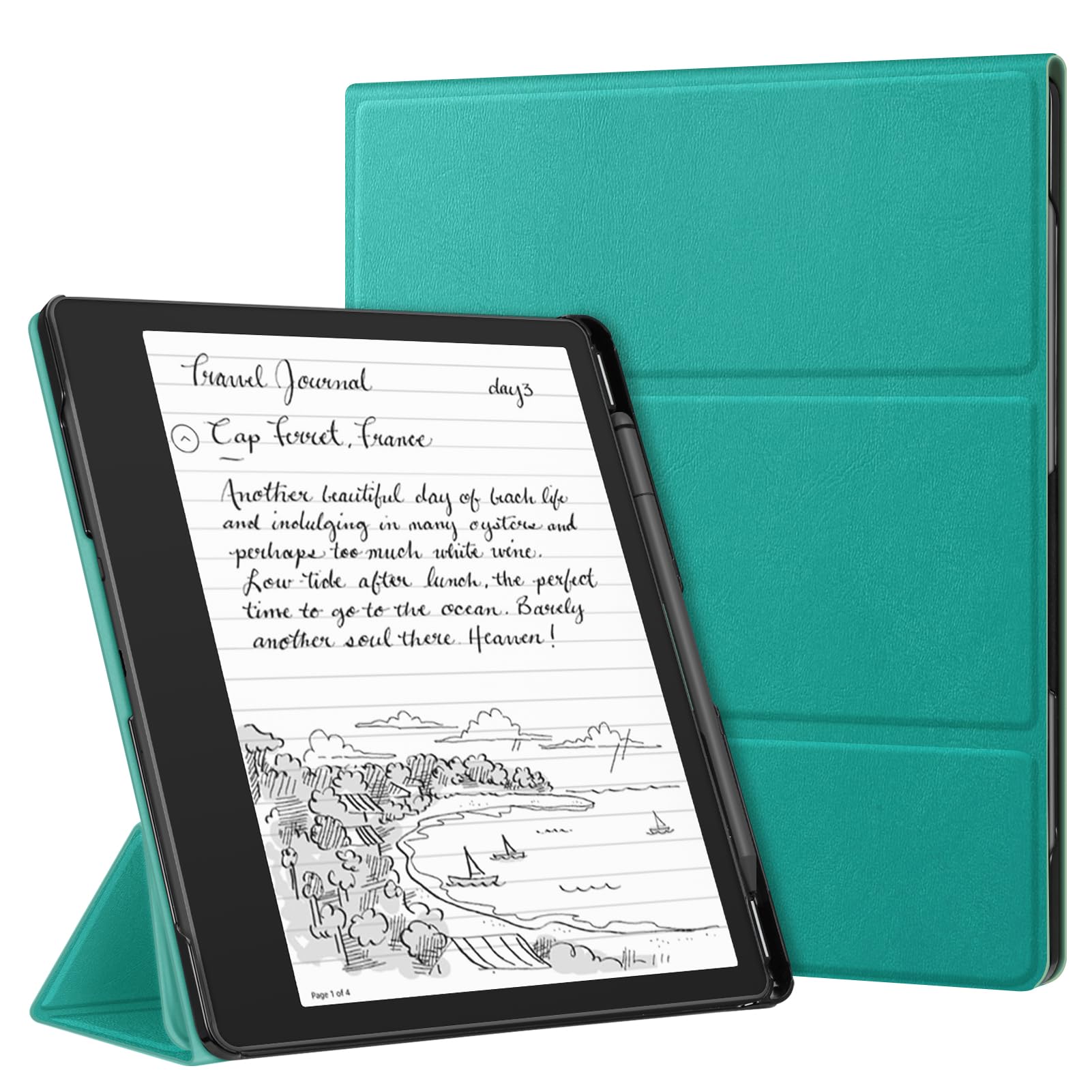 Fintie Etui do Kindle Scribe 2024/2022 - ultra cienkie, lekkie etui z uchwytem na długopis do Kindle Scribe 2024 o przekątnej ekranu 10,2", jadeitowa zieleń