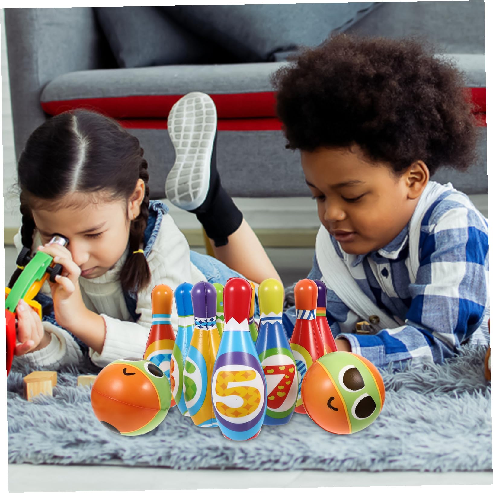 SOIMISS Gioco Bowling per Cotone PU Morbido Kit Sportivo per Indoor e Outdoor Birretti e Palline Gioco Interattivo Genitori-Figli per età
