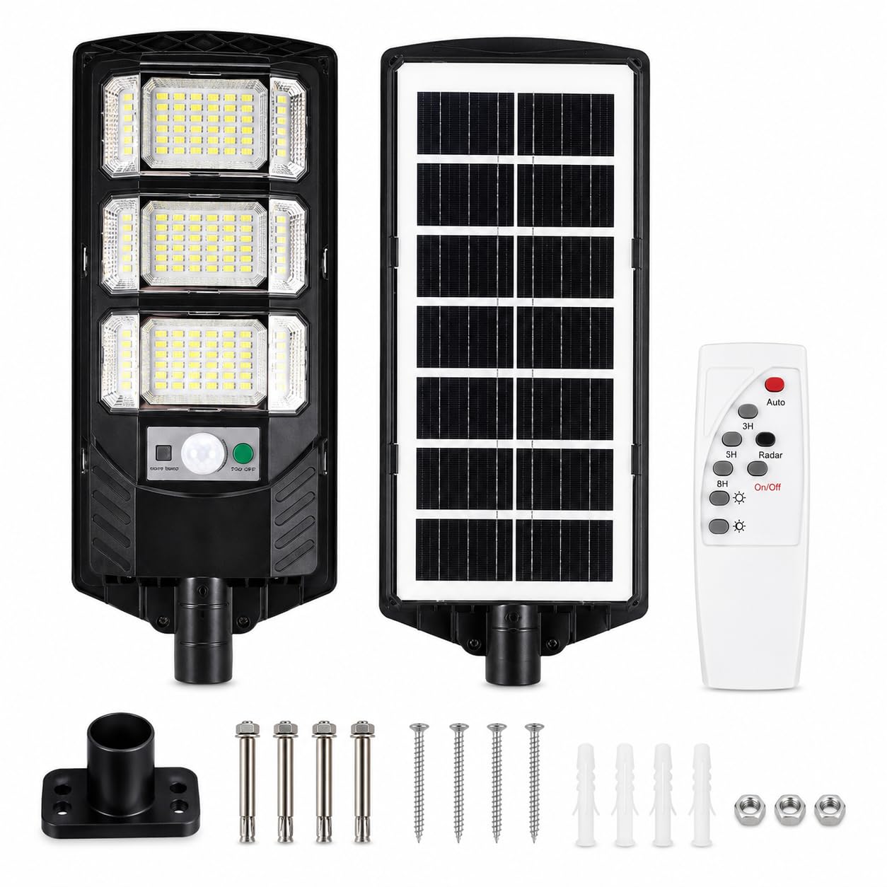 100W Solar Street Light for Home Outdoor, 300 LED Motion Sensor Solar Light with Remote, IP67 Waterproof Dusk to Dawn LiFePO4 Lamp for Garden, Gate, Driveway, Parking (Cool White)-image-41
