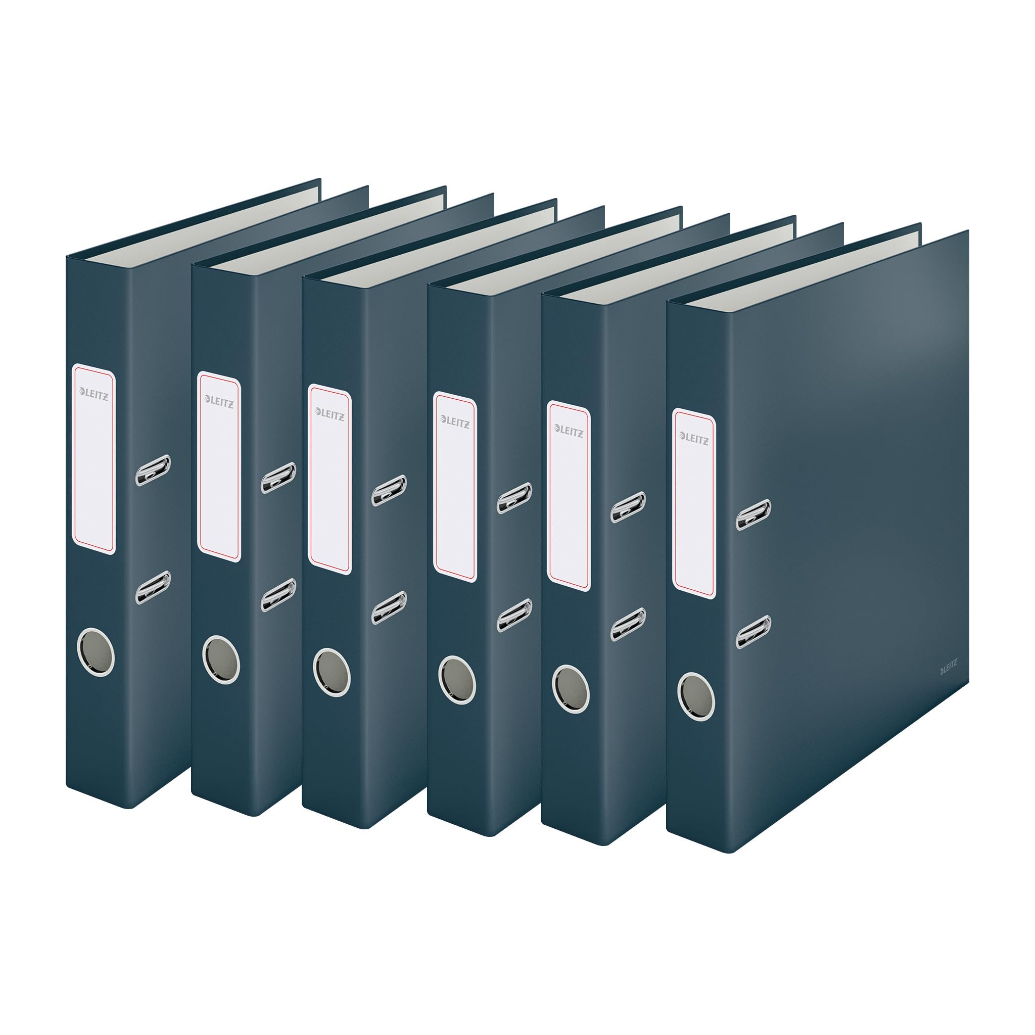Leitz Cosy Series 10620089 Quality Binder, Pack of 6, A4, 350 Sheets, 5 cm Spine Width, Velvet Grey