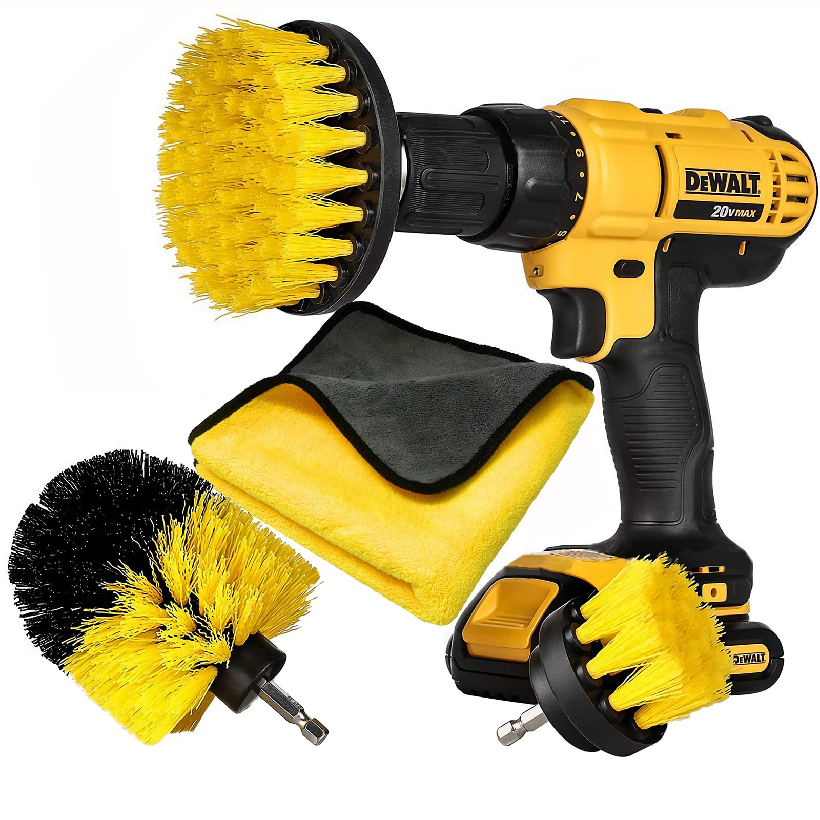 4Pack Drill Brush Power Scrubber Cleaning Brush Drill Scrub Brushes Kit with Microfiber Towel, Household Car Detailing Kit for Floor, Sinks, Tub, Shower, Tile, Bathroom, Kitchen Surface