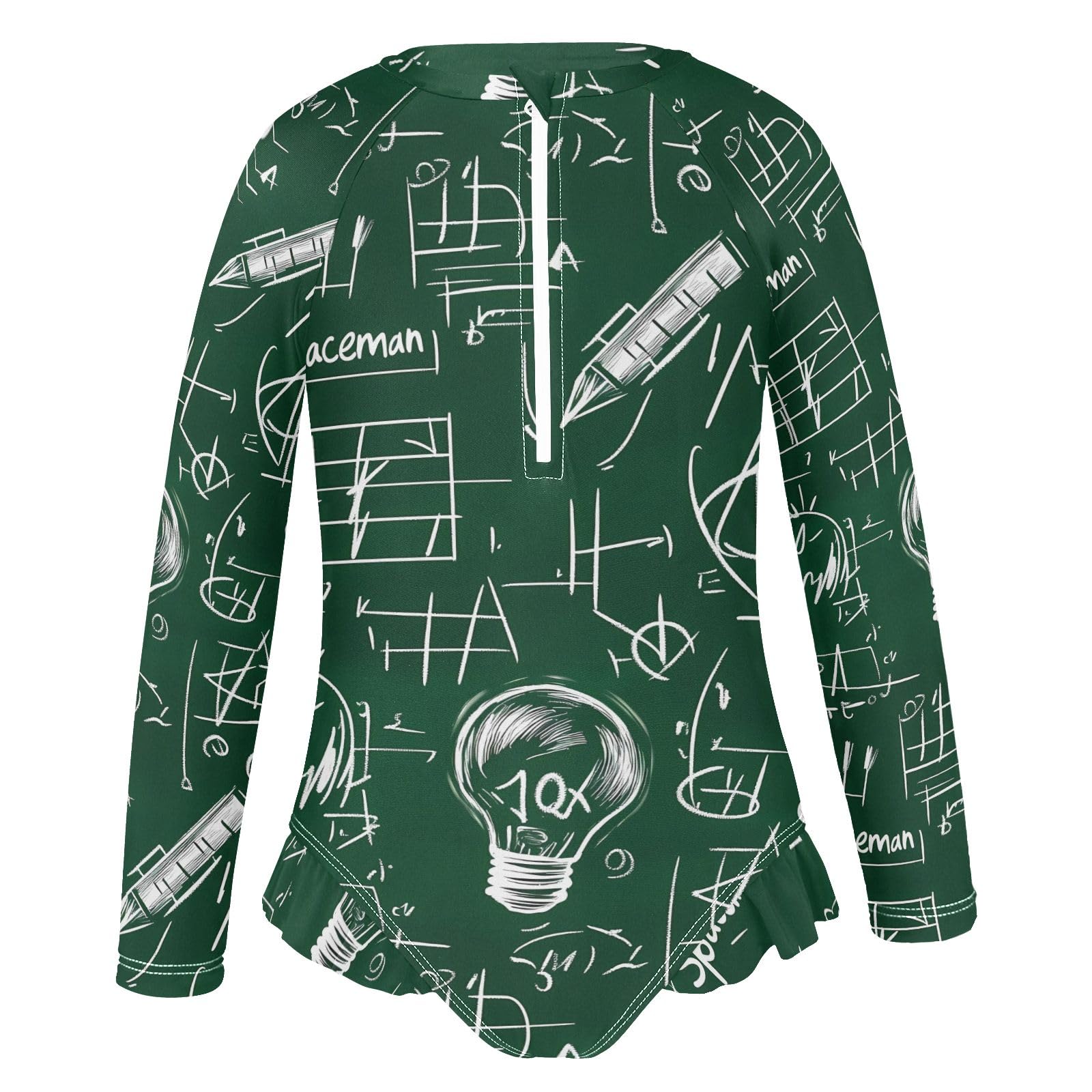 ALAZA Swimsuit for Girls Long Sleeve Rashguard Bathing Suit Note Blackboard Lightbulb Quick Dry 4T