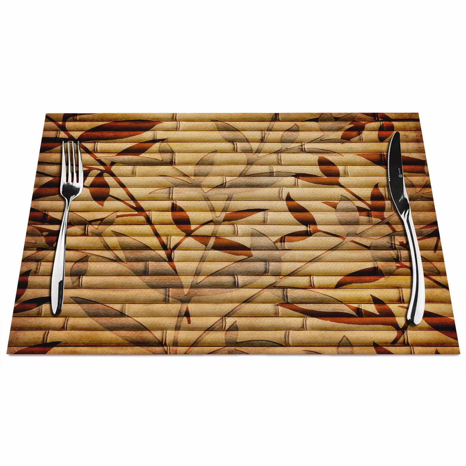 Walmsco Placemats Bamboo Fence Oriental Style Decor For Dining Room Kitchen Table,Waterproof Non-Slip Washable Heat Resistant Placemats,Set of 4,12"x18" — image 1