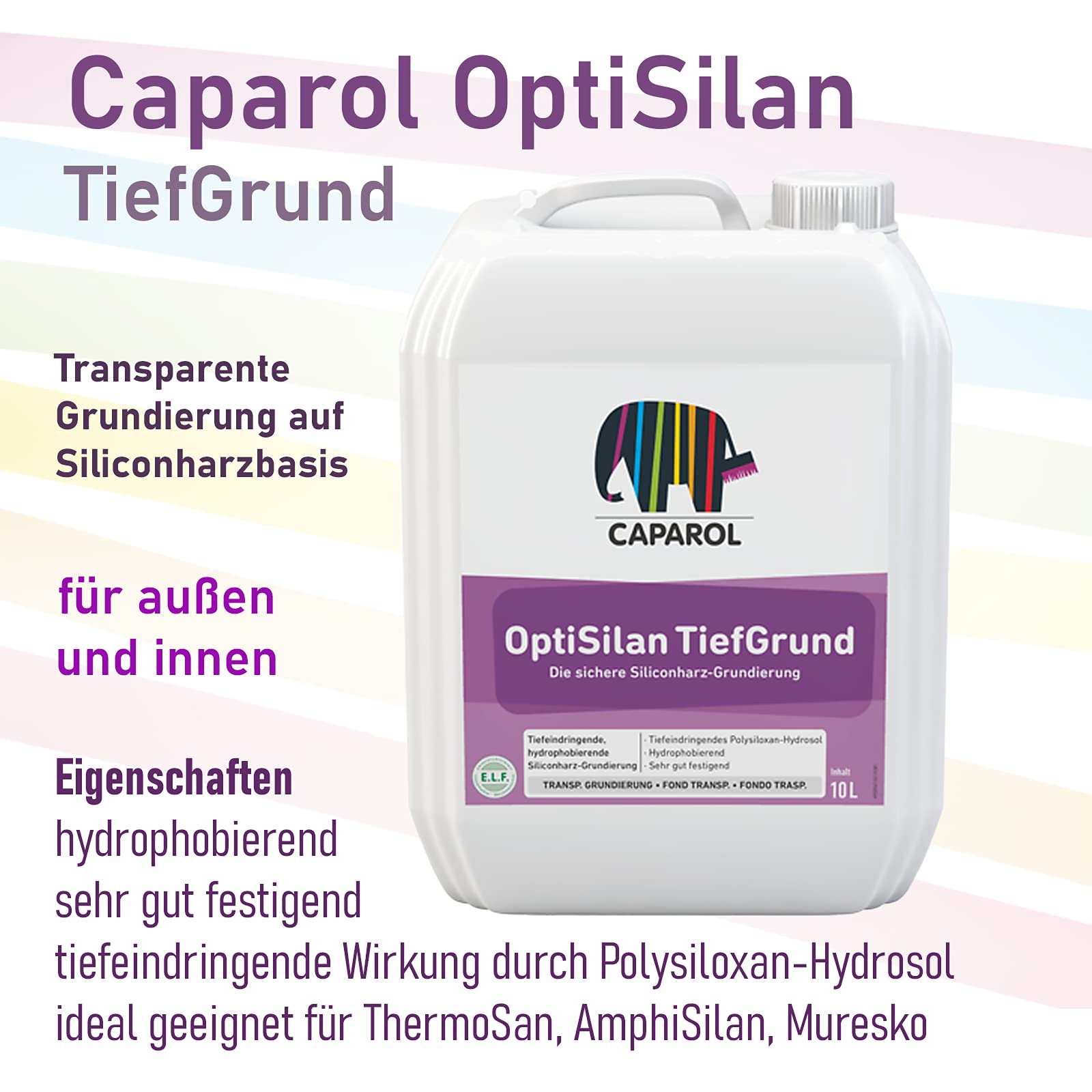 CAPAROL OptiSilan TiefGrund I Siliconharzgrundierung für innen und außen I Tief eindringend I Hydrophobierung I Putz I Mauerwerk I Beton I Gipskarton I 10L