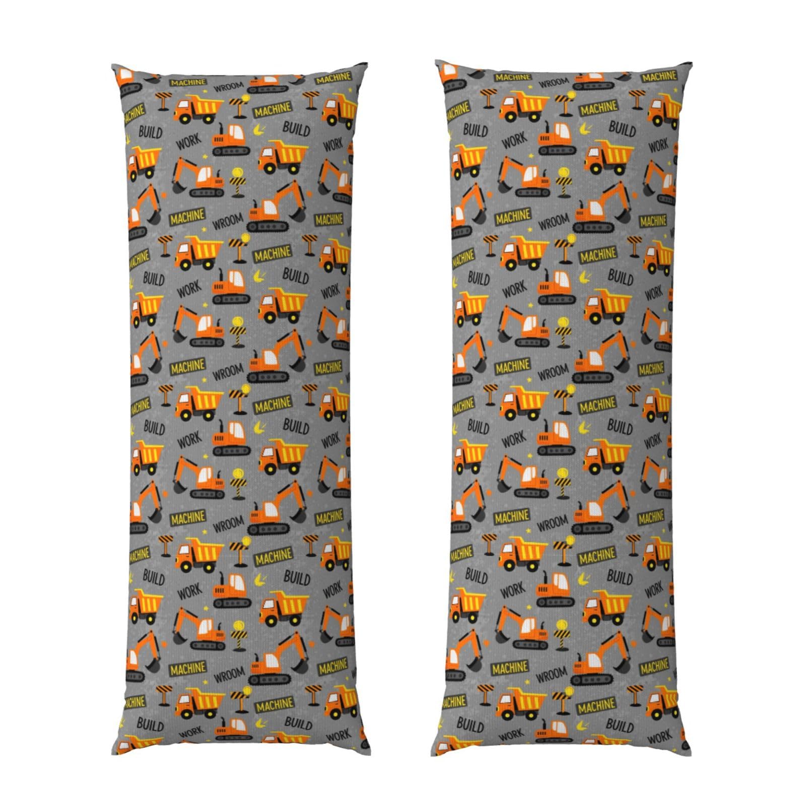 Body Pillow Cover 20x54 Inch, Construction Machines Cars Tractor Truck Dark Grey, Luxury Cozy Long Pillowcase with Zipper, Softffy Rectangular Case for Couch Bed Home Hotel