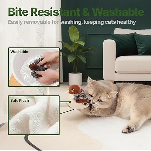 Miniatura 4 de Cate Meowdy Bird Toy - Juguete interactivo de pájaro chirrido activado, juguete interactivo para gatos para todas las razas, juguetes de hierba