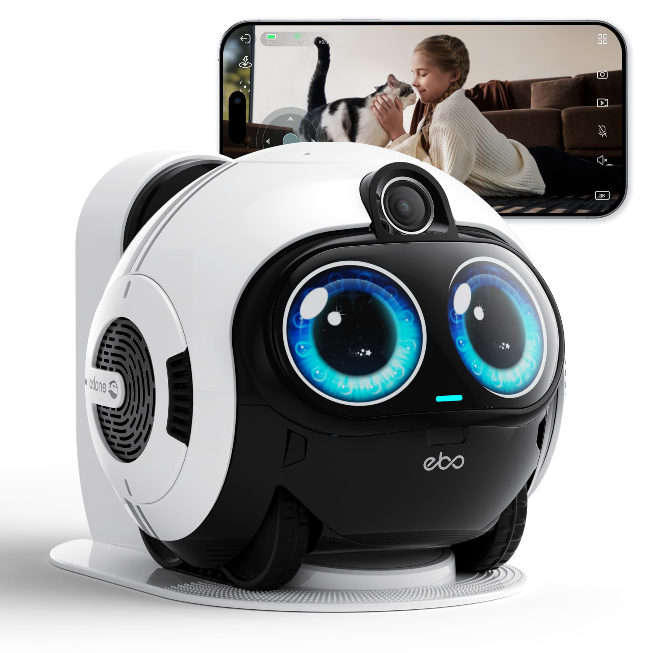 Enabot EBO Max FamilyBot – Robot Telecamera AI Multimodale con Interazione Personalizzata, Videochiamata e Memoria Adattiva – per Famiglia e Animali