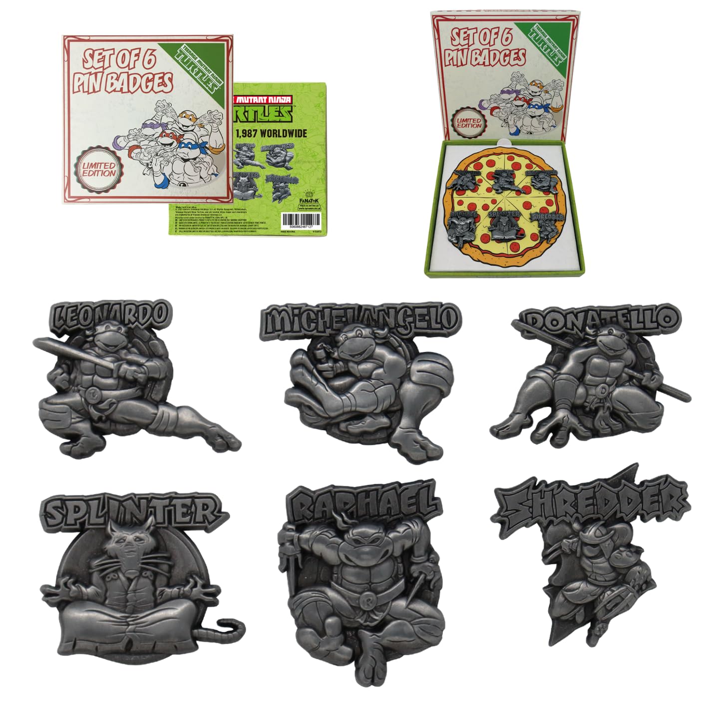 TMNT Pizza Lot de 6 Broches Édition limitée 13 x 1 x 13 cm