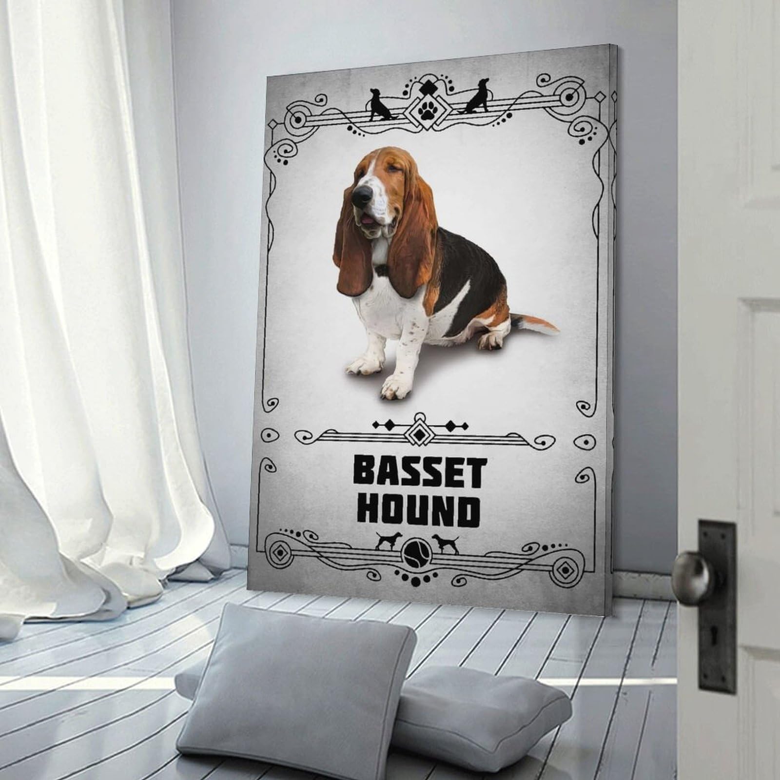 Junmoney Basset Hound Room Decor Wall Art, 20x30inch(50x75cm), for Feature Walls in Flats Or Modern Rooms, Wall Decor Suited to Curated Displays