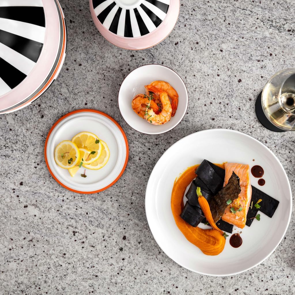 Villeroy & Boch Iconic Collection La Boule Memphis, 7-Piece Dinnerware Set for 2, Premium Porcelain, Made in Germany, Dishwasher Safe, 9.5 x 9 in, Colorful