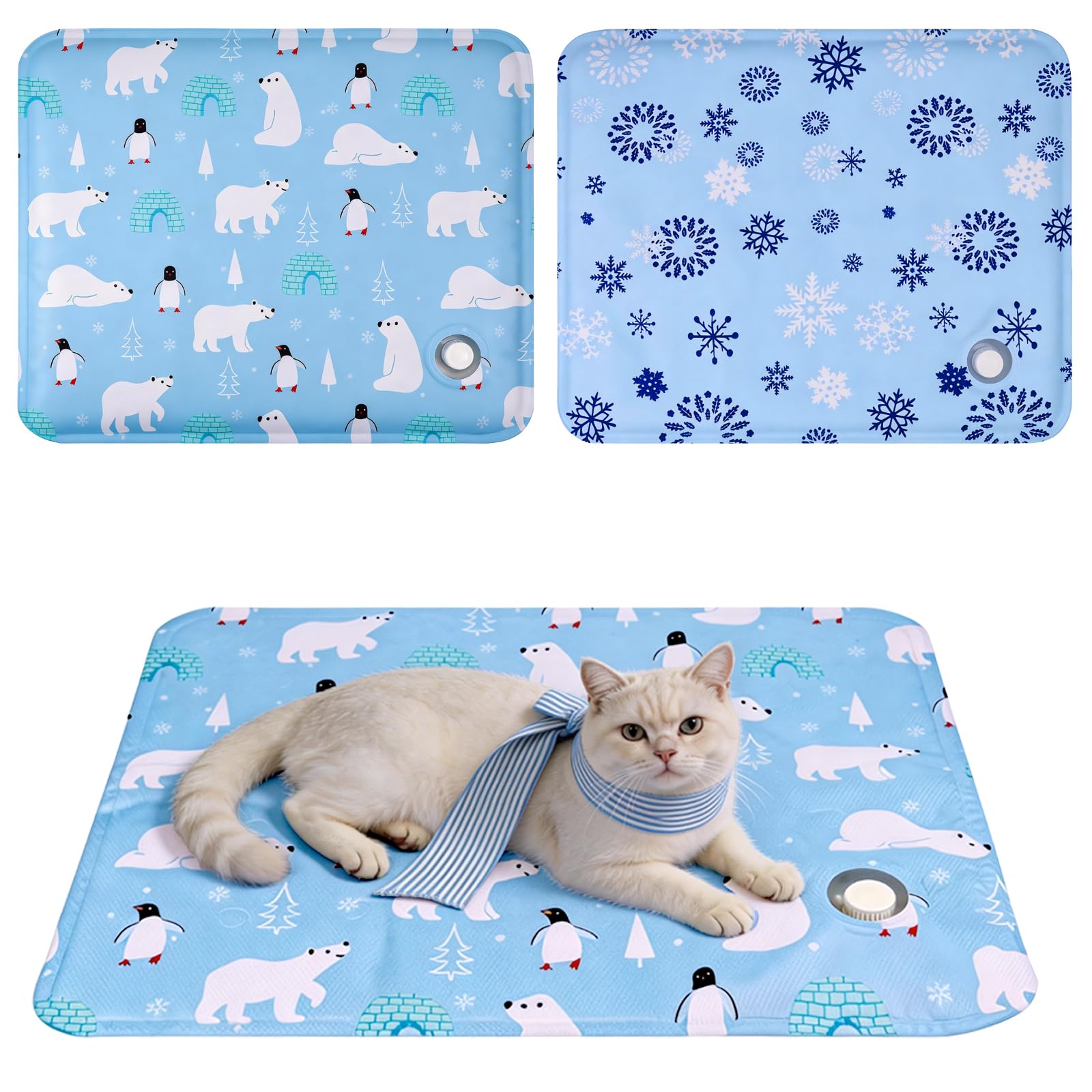 Dog Cooling Mat 40x50cm, 2Pcs Non-Toxic Gel Pet Cool Mats with Cool Towels