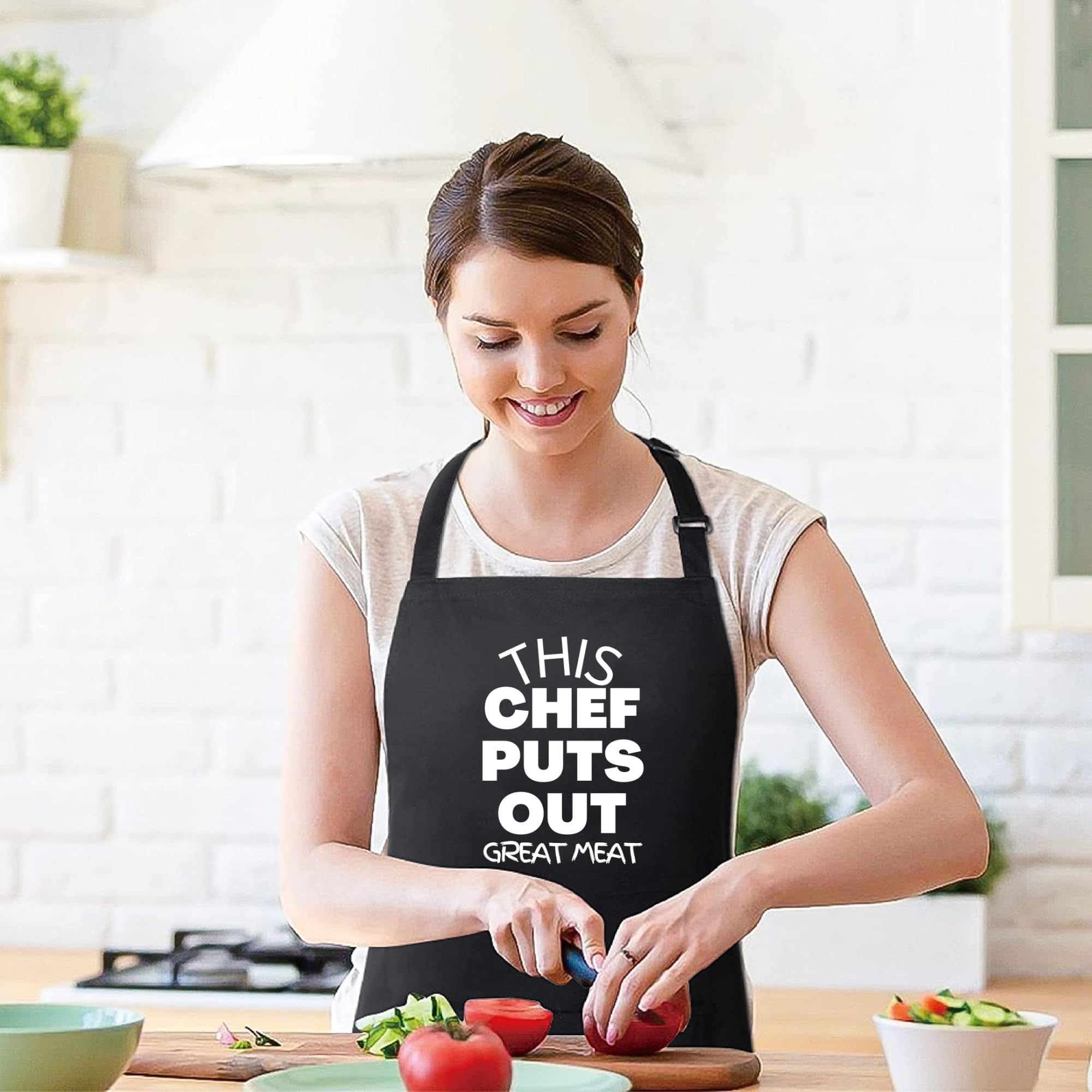 Delantales divertidos con texto en inglés "This Chef Puts Out Great Meat" para hombres, delantal impreso, regalo para ella, delantal de chef, delantal de cocina, delantal de barbacoa, regalo para el