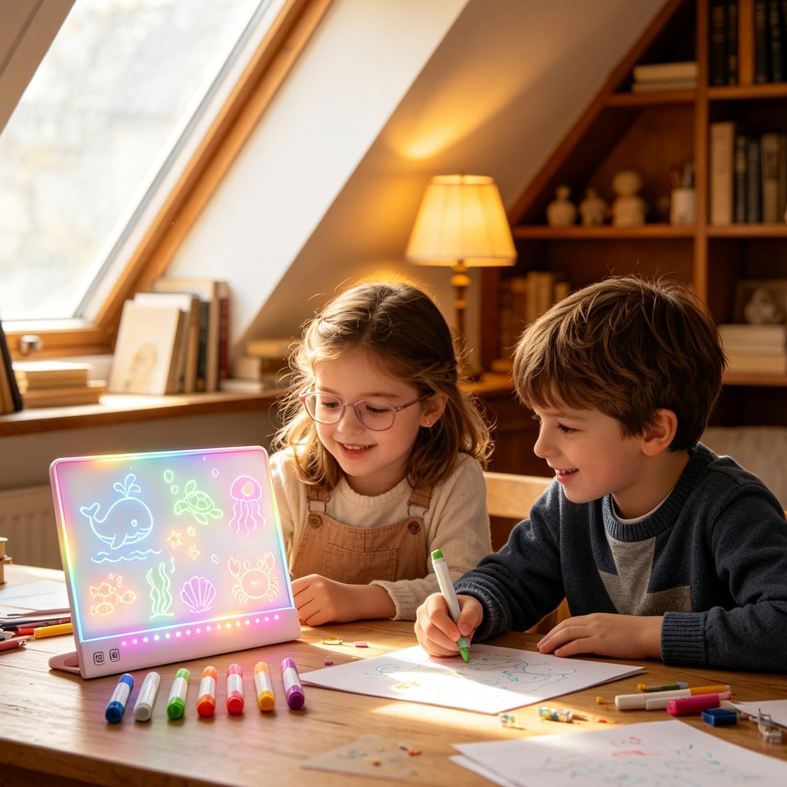 Tablero Luminoso Infantil 35 cm 7 Colores 3 Modos Almohadilla Recargable