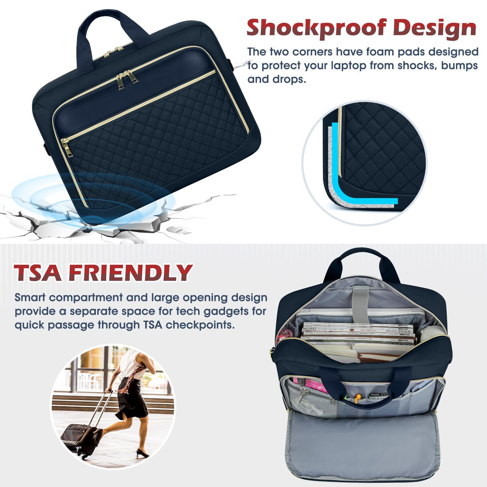 NEWHEY Borsa Porta PC 17.3 Pollici Borsa da Lavoro Donna Impermeabile Borsa Computer Grande Borsa Messenger Valigetta Portadocumenti Tracolla per Ufficio, Università, Scuola