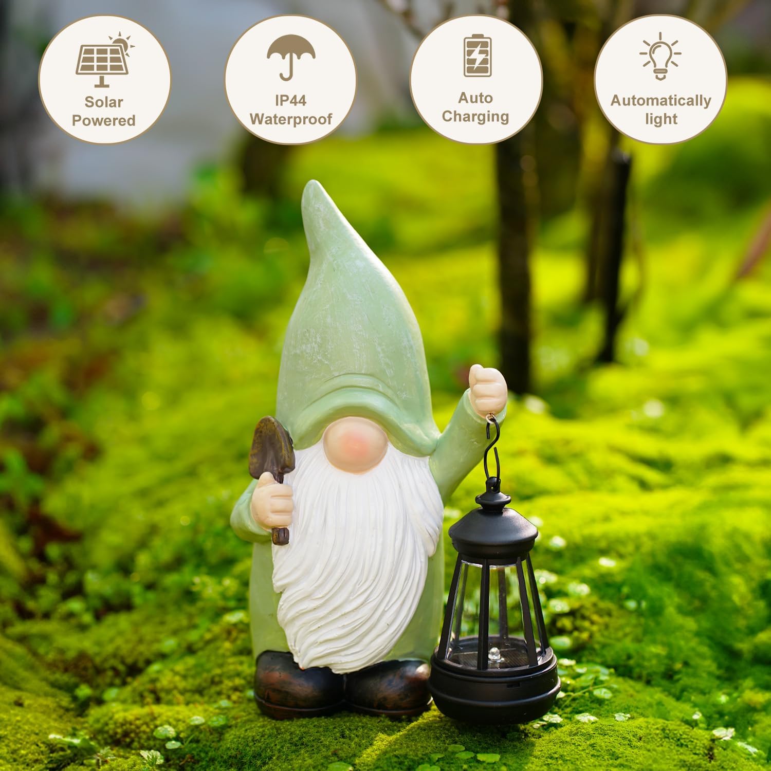 Gnome Garden Decor Statue Solar Decorations for Yard Lawn Outside with Lantern Outdoor Decorations for Balcnoy - Image 7