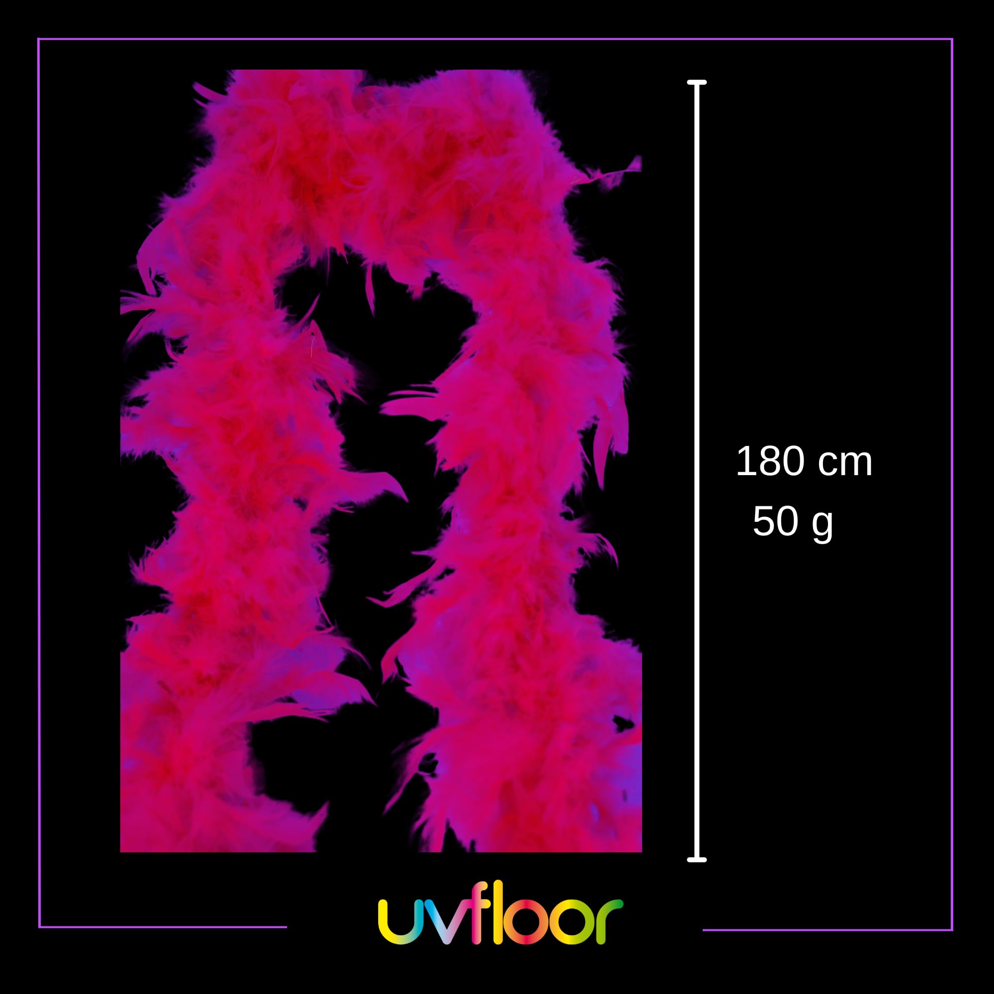 UV FLOOR - Boa En Plumes Fluo - Qualité Premium - Accessoire Fluorescent - Fête - Déguisement - 1m80 - Rose Fluo