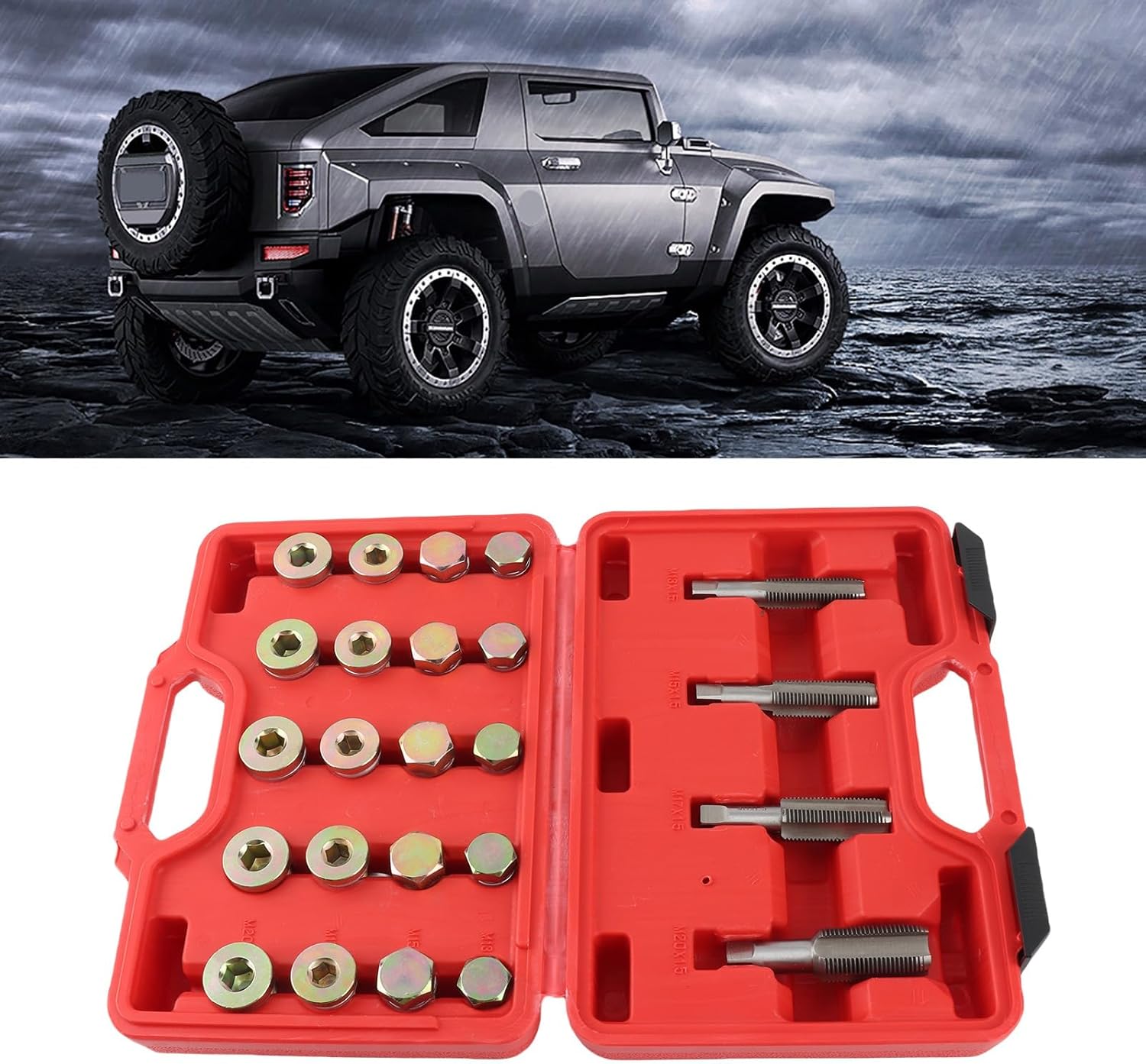 Oil Pan Thread Repair Kit, 64Pcs Oil Pan Drain Plug Thread Repair Tool Kit M13 M15 M17 M20