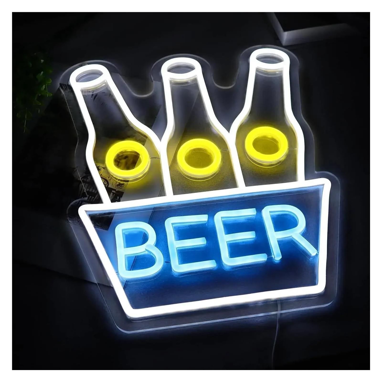 Luces de neón Letrero De Neón Beer Con Luz Regulable USB Para Bar De Cerveza Restaurante Dormitorio Sala De Estar Fiesta Cumpleaños Decoración 31cmx37cm