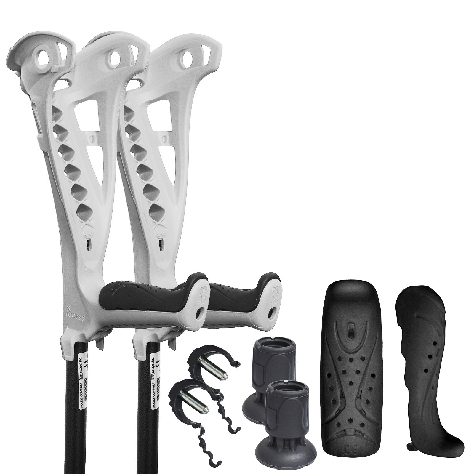 FDI Access Lot de 2 béquilles confortables en aluminium Blanc