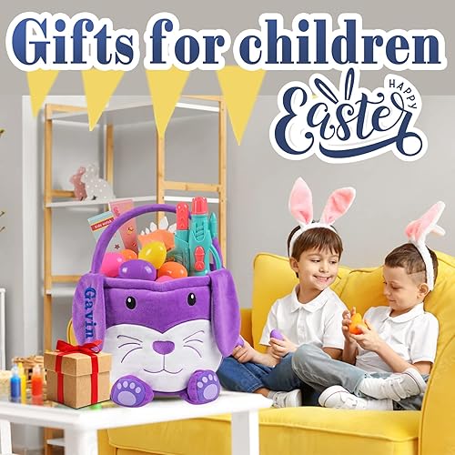Miniatura 5 de Cesta de Pascua personalizada, cestas de Pascua de PEMIRSAYO para niños, canastas de conejo de Pascua, cesta de Pascua personalizada, regalos de