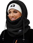 Masque de ski en polaire Balaclava pour hommes Femmes Masques de visage d'hiver Écharpe à capuche à capuchon anti-vent Chapeau temps froid Cou Warmer
