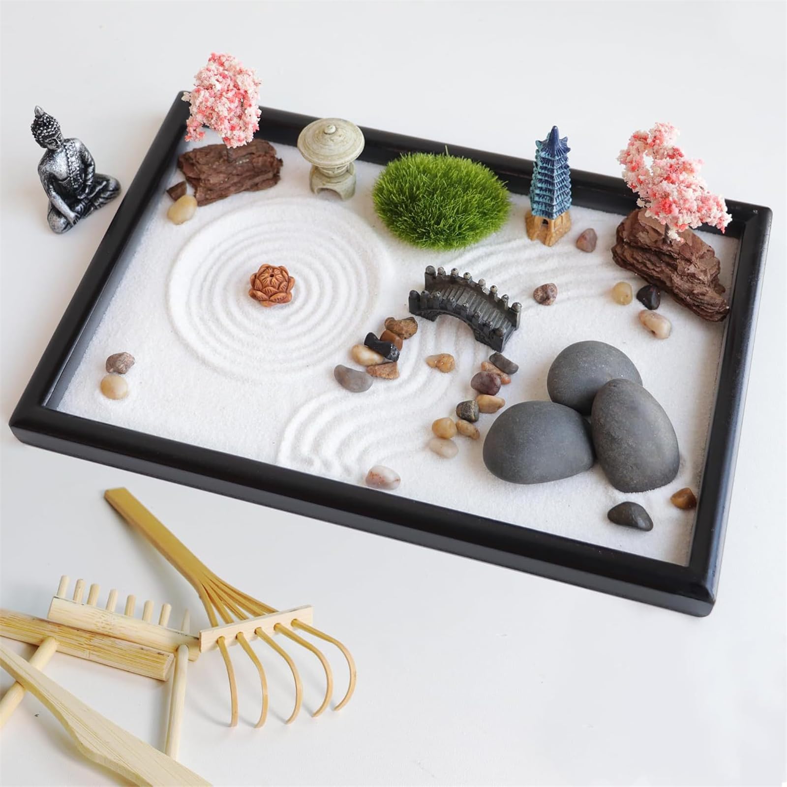 PANFHGFG Set creativo scatole da giardino con arte della sabbia in miniatura per decorazioni personalizzabili e spazio personale per relax a casa, ufficio, scatola sabbia da scrivania