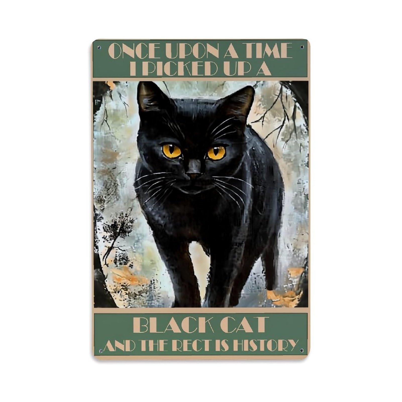 Nestemfo Vintage Once Upon A Time Black Cat Tin Sign Metal Sign, Living Room,Bar, Home, Bedroom Wall Decor,Retro Metal Poster 8X12 Inches