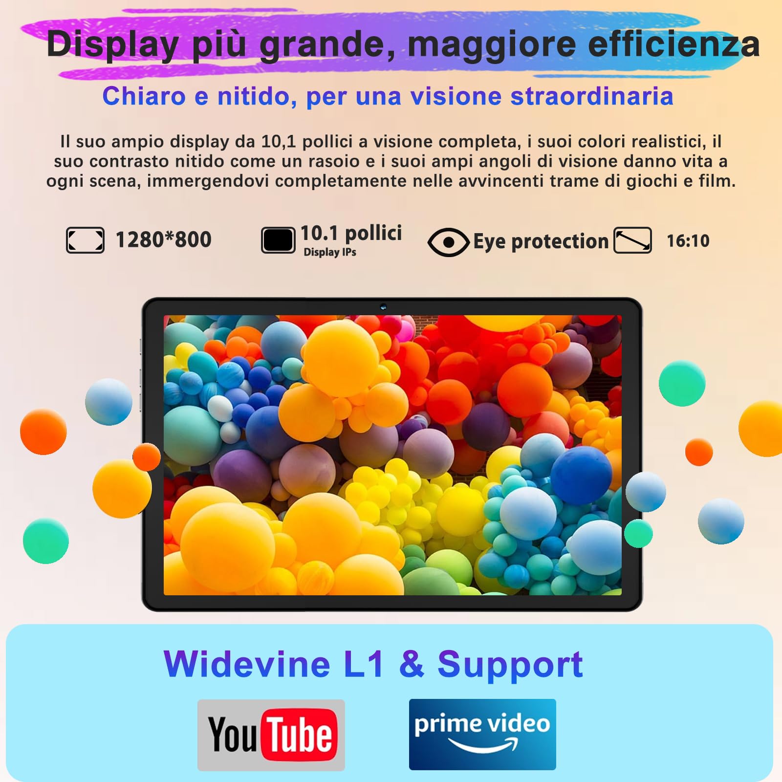 Dghrti Tablet 10 Pollici Android, 8-core 2.0GHz, 22GB RAM+128GB ROM/TF 1TB, UFS 2.1 Flash, 8000mAh, 8+5MP, Bluetooth 5.0, WiFi 5G, Corpo in Metallo, Widevine L1, Tablet con Tastiera e Mouse, Azzurro