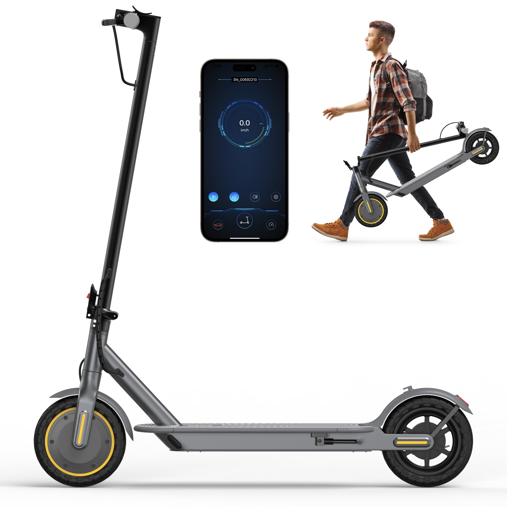NAVIC Electric Scooter Adults,Max 19/27 Miles Ranges,Top Speed 19/22 mph,350/500W Peak Motor, Folding E-Scooter with Dual Braking Dual Suspension