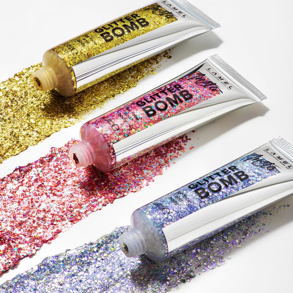 Lamel- 402 Gold Insta Body Glitter Bomb, Radiant & Glowing Skin, Easy to Use & Long-Lasting, Biodegradable Formula, Body Highlighter for Women - 20ml - Image 4 thumbnail