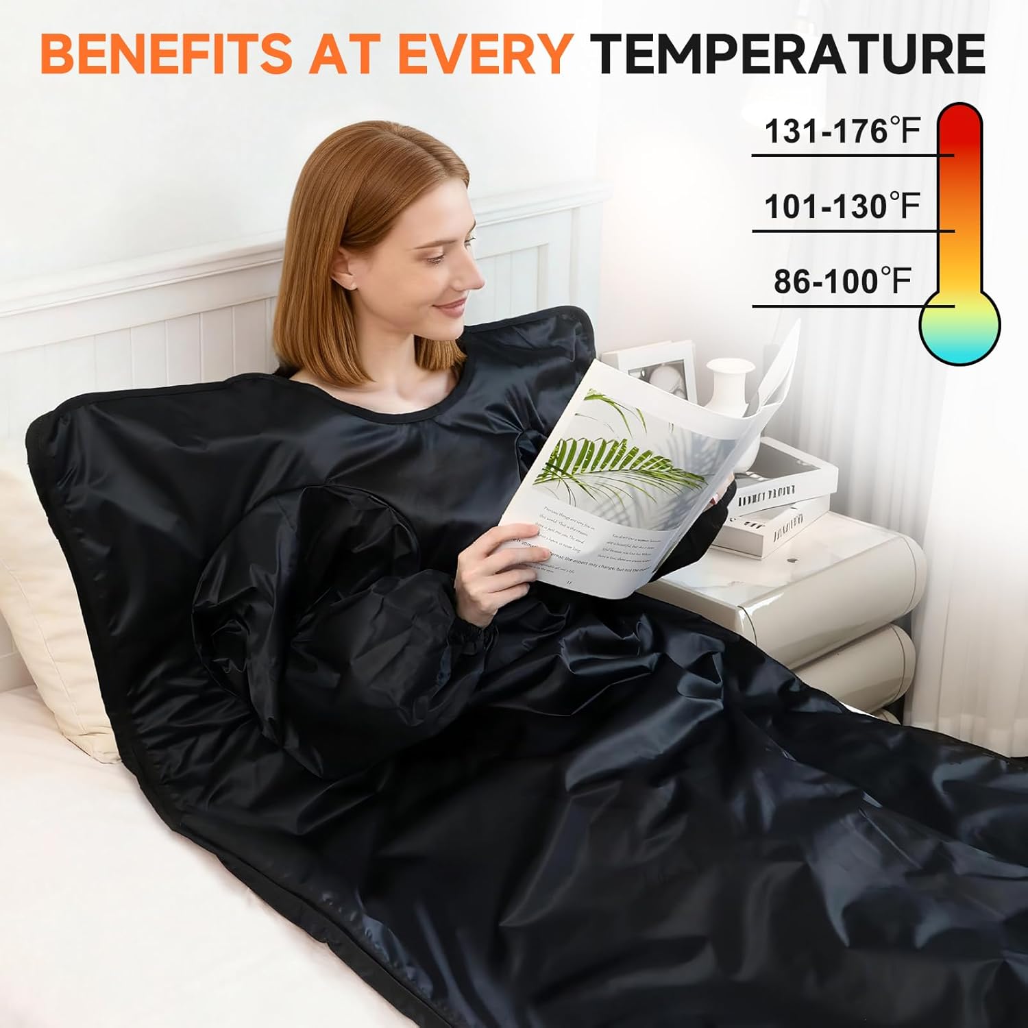 Bitlyle Sauna Blanket with Arm Sleeves for Home Use, Portable Design for Relaxation and Detoxification Highest 176?