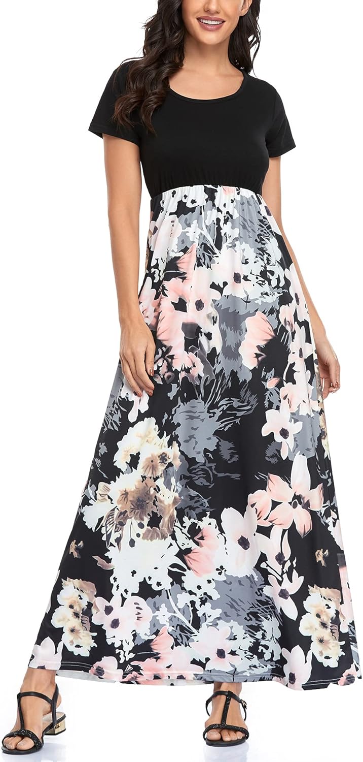 Mommy Jennie Women's Maxi Dresses Short Sleeve Long Casual Summer Sundresses - Image 2