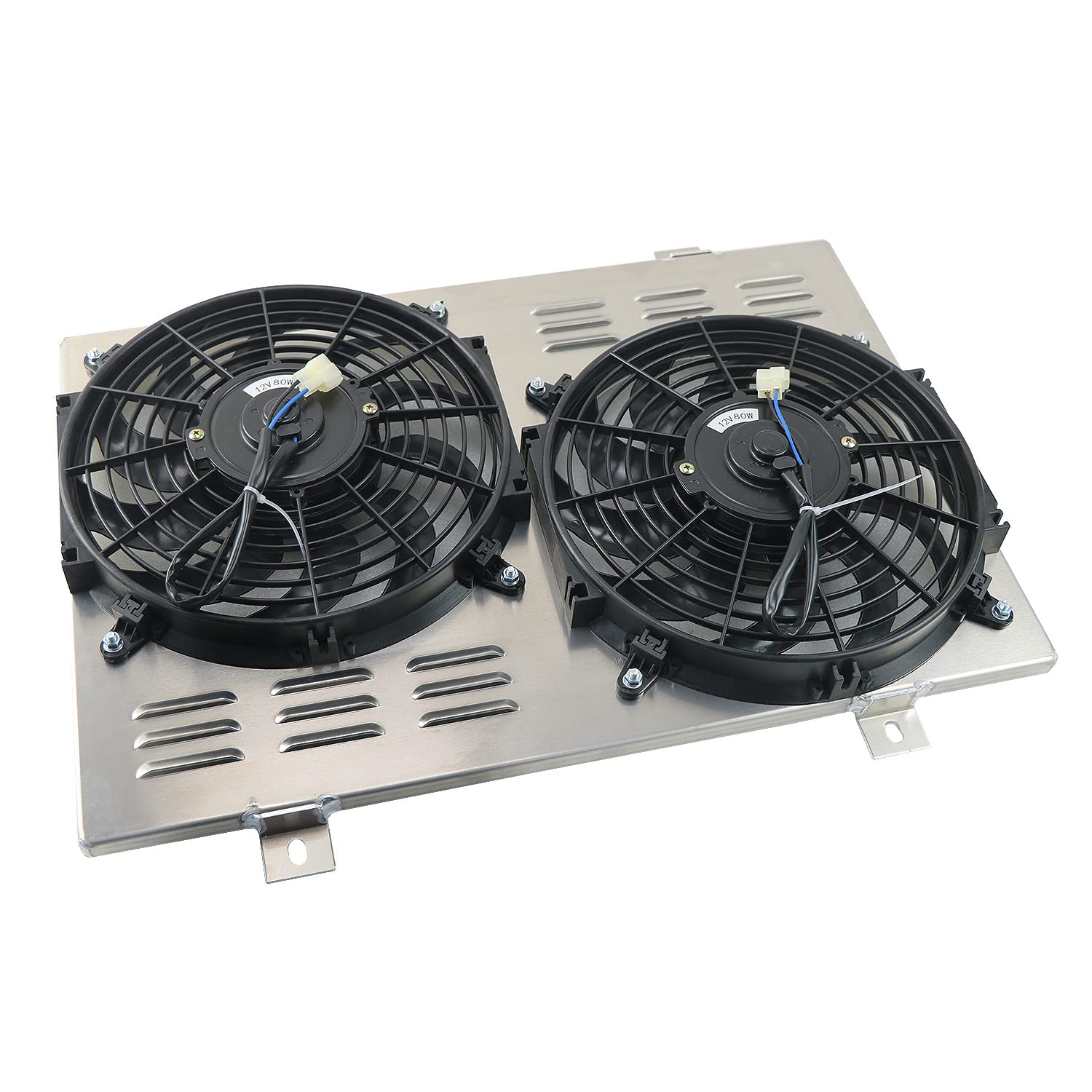 Aluminum Radiator's Shroud+12V Fans Compatible for 1980-1993 Ford Mustang GT/LX Foxbody 5.0L 2.3L 1988 1989 1987