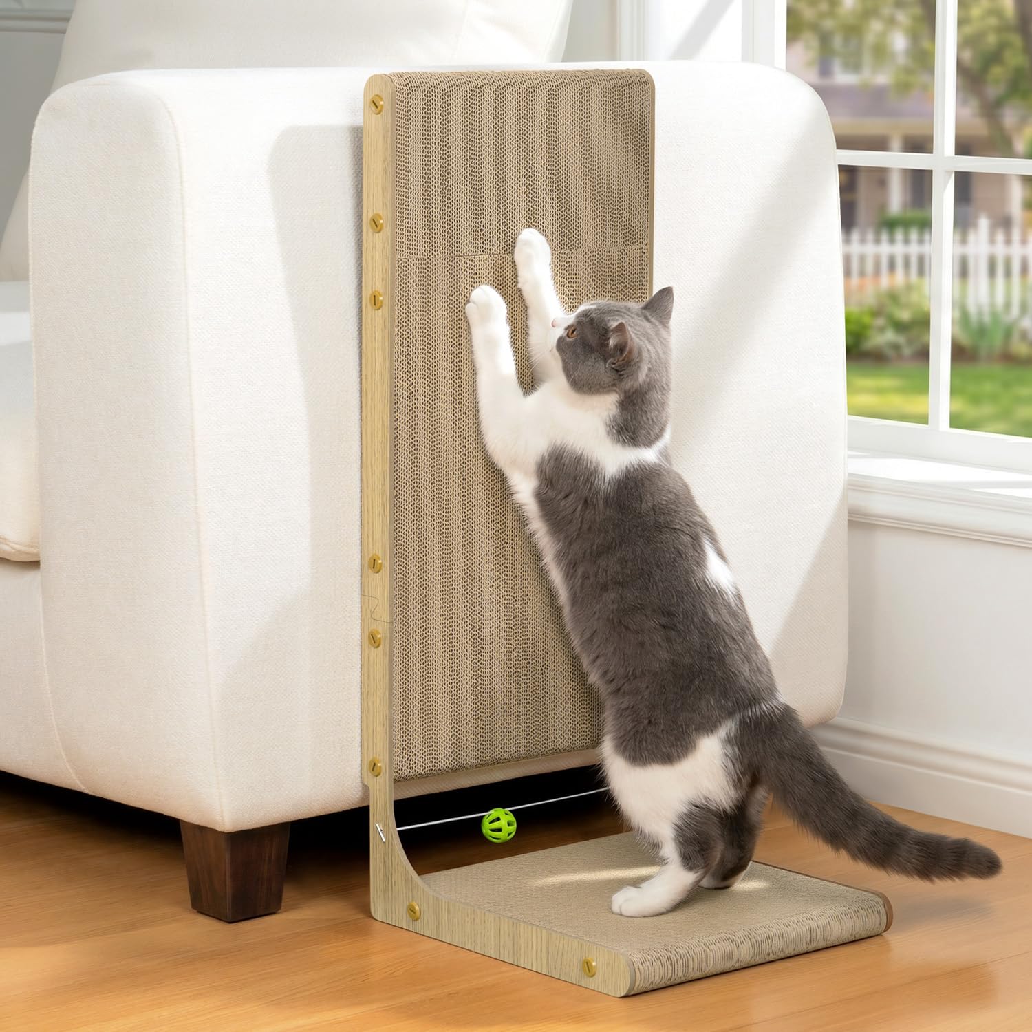 Conlun L-Shaped Cardboard Cat Scratcher for Indoor Cats,65cm