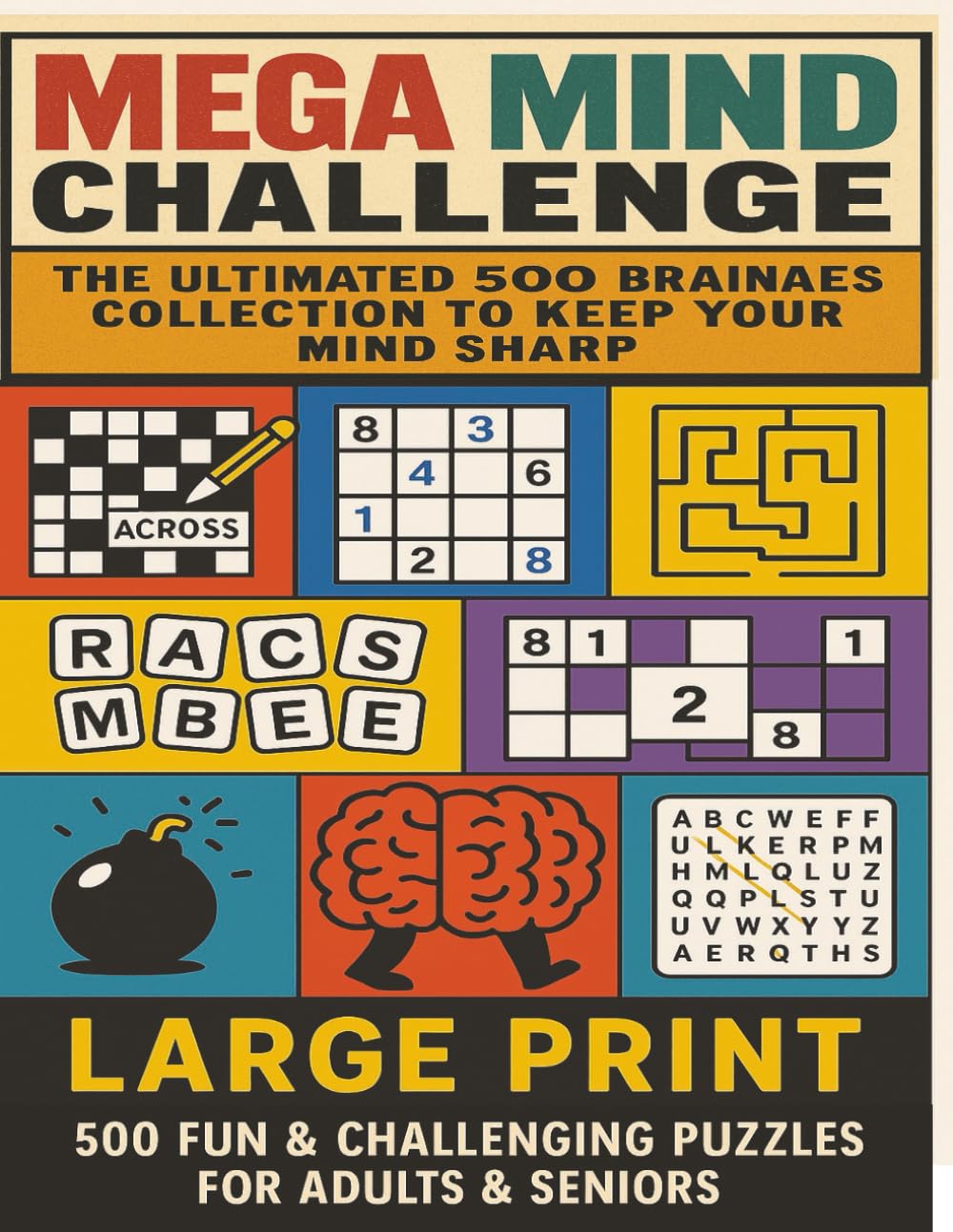 Mega Mind Challenge: The Ultimate 500 Brain Games Collection to Keep Your Mind Sharp. Fun & Challenging Brain Teasers for Adults & Seniors — ... Word Search & Logic Games in Large Print